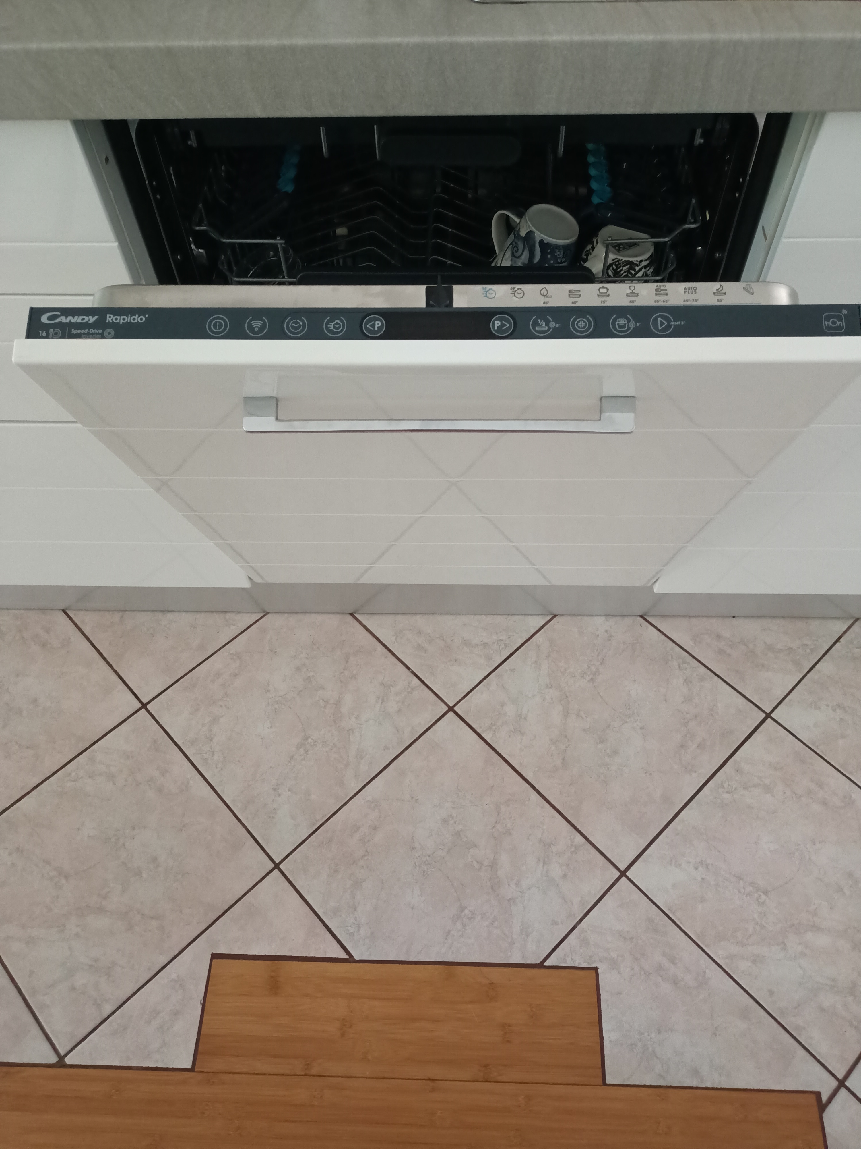 Masina de spalat vase incorporabila Candy Rapido CI 6B4S1PSA, 16 seturi, 10 programe, Clasa B, Motor Inverter, Wi-Fi, Bluetooth, 3 cosuri, Power Wash, Automatic open door, Add-dish, Wash&Dry 35’, Maxi Tub, 60 cm