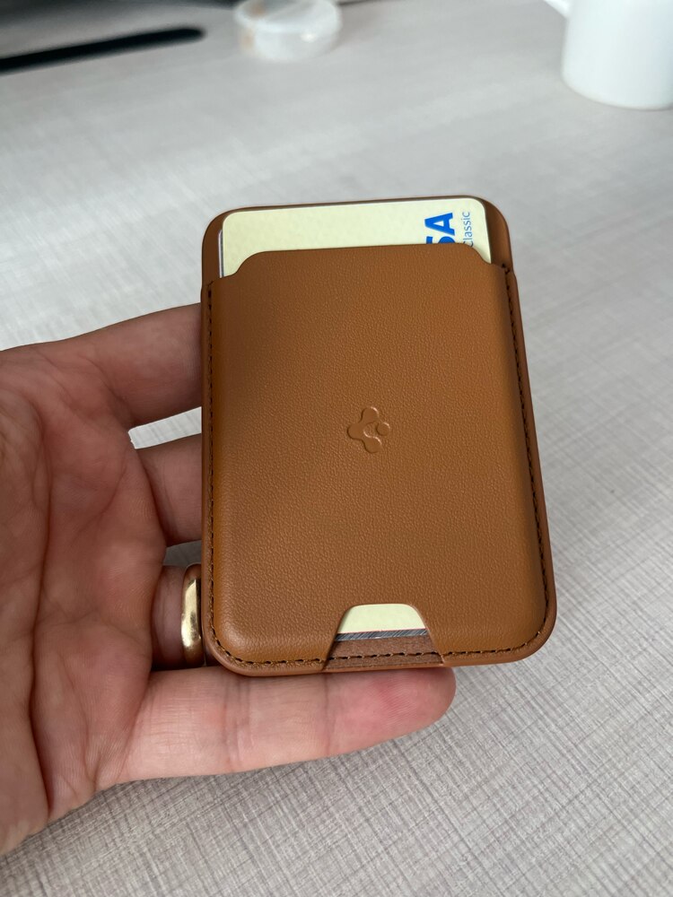 Suport de carduri pentru telefon Spigen Valentinus Card Holder, Compatibil MagSafe, Atasare cu adeziv 3M, Negru