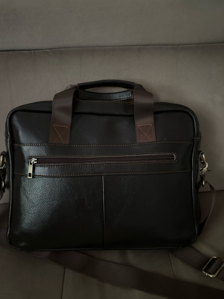 Geanta laptop piele naturala, de umar, BUSY LDY & GTM, premium, servieta, multiple compartimente, coffee