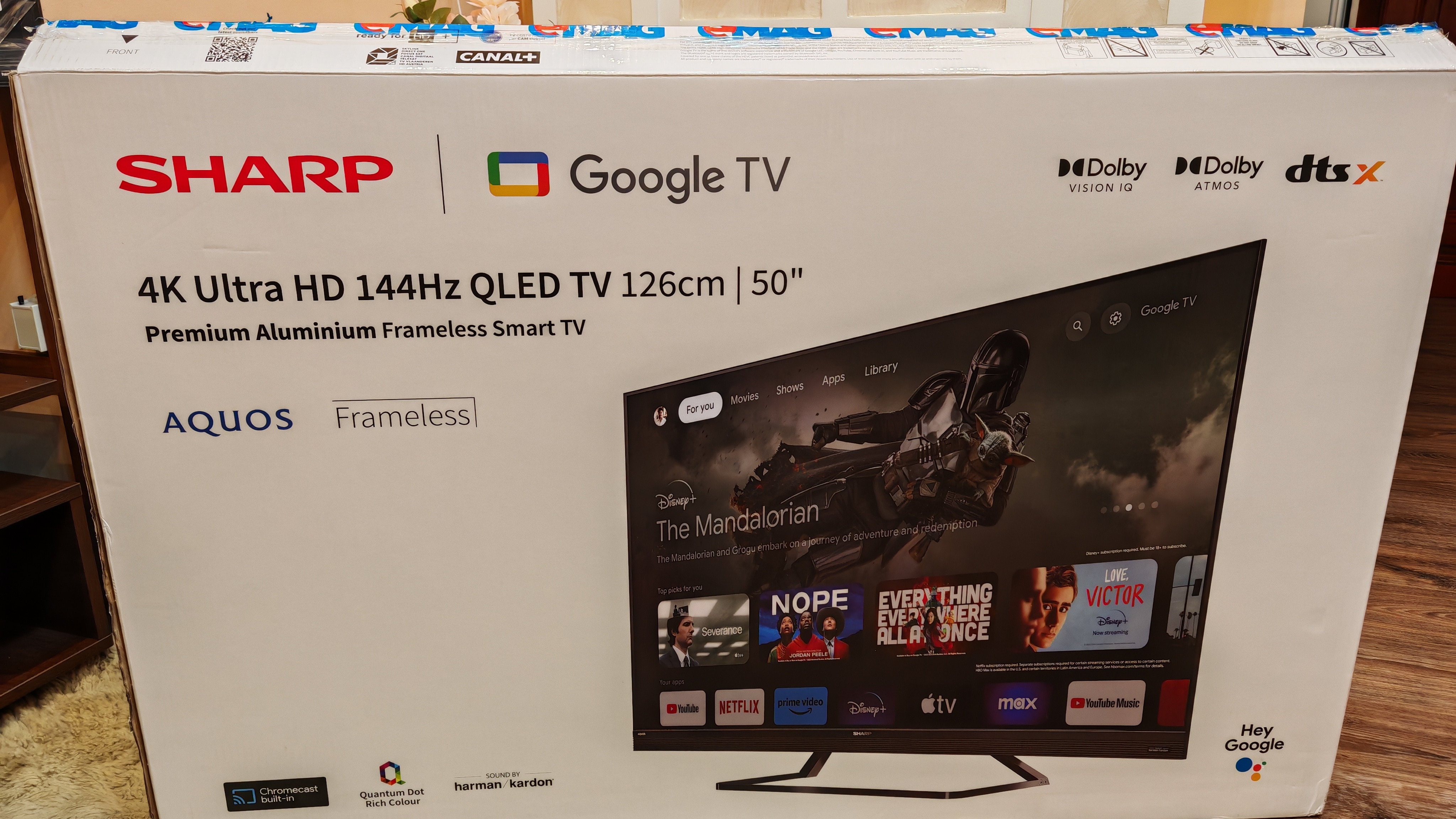 Televizor Sharp QLED 55FQ5EG, 139cm, Smart Google TV, 4K Ultra HD, 100Hz, Clasa G, Gama 2024