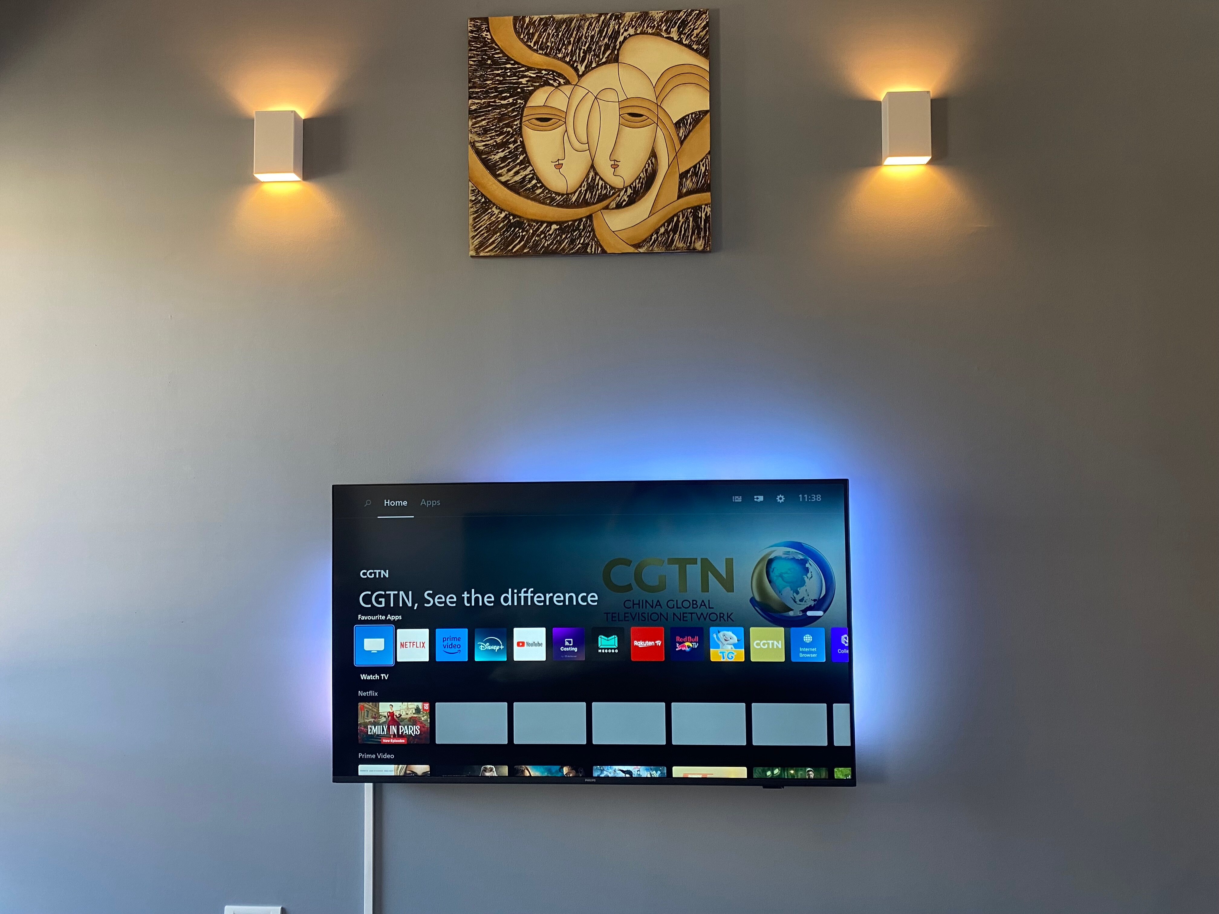 Televizor Philips AMBILIGHT tv LED 55PUS8079, 139 cm, Smart TV, 4K Ultra HD, Clasa F (Model 2024)