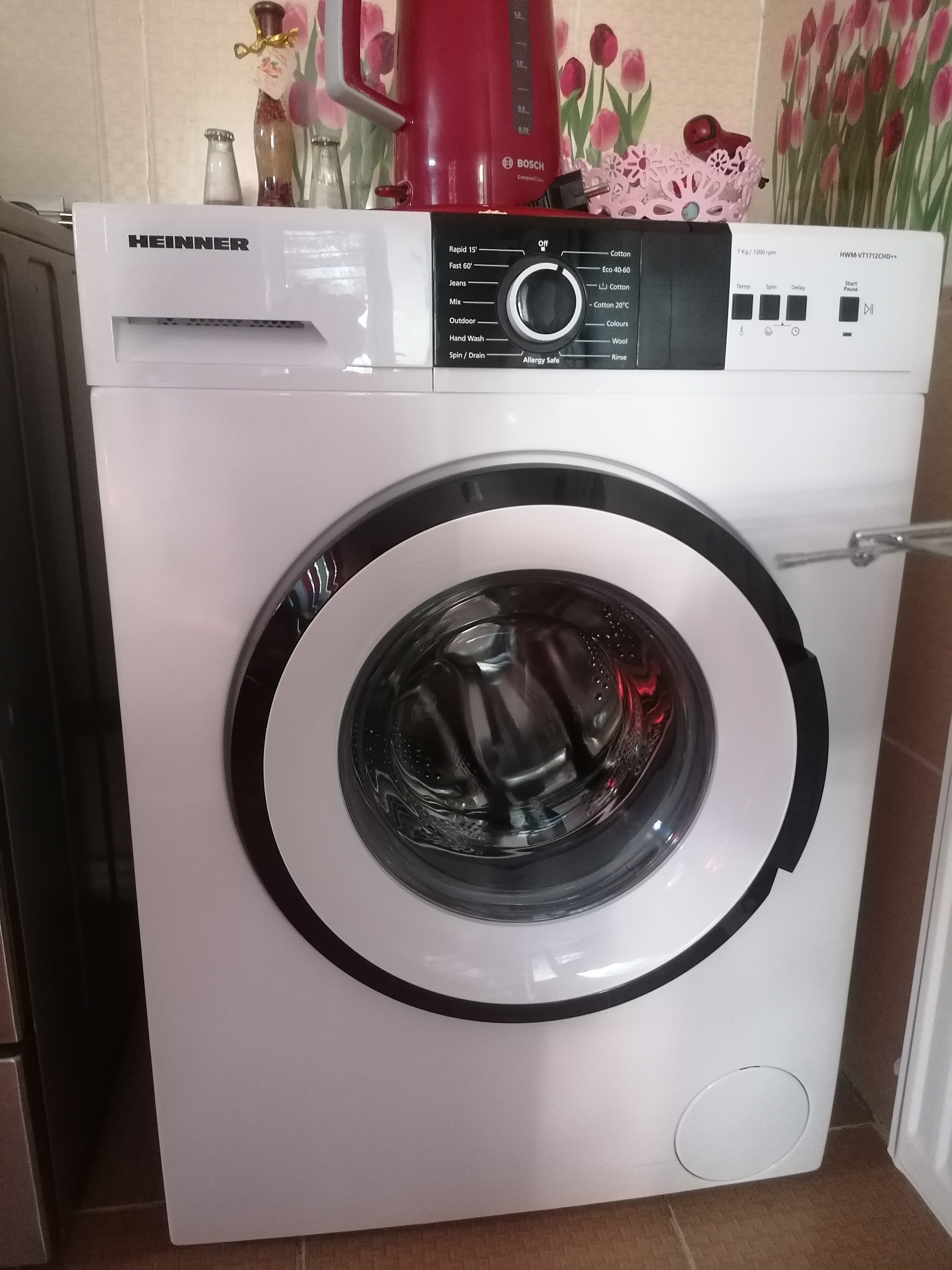 Masina de spalat rufe Heinner HWM-VT1712CHD++, 7 kg, 1200 RPM, Clasa D, Alb