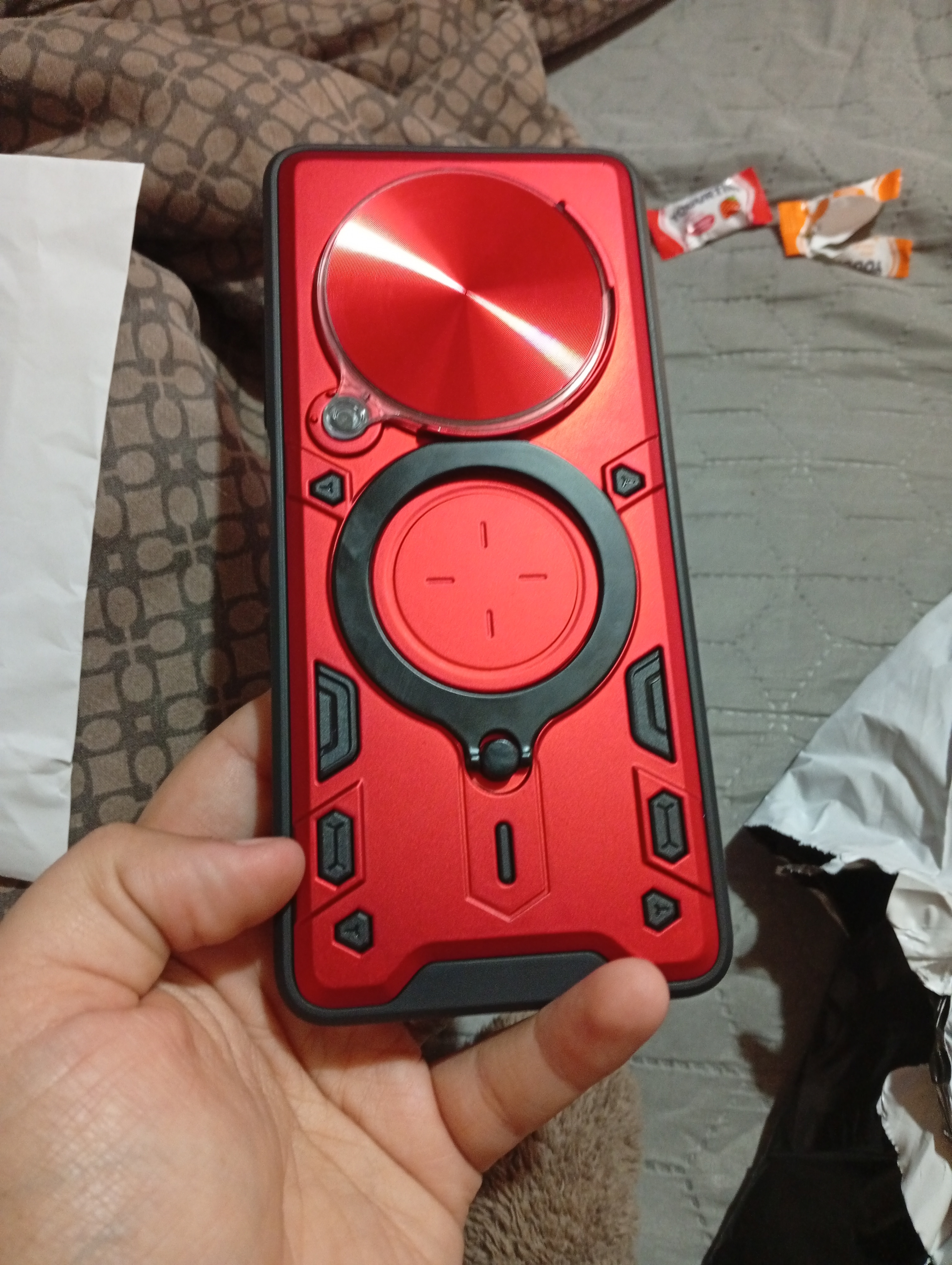 Husa pentru Xiaomi Redmi 14C cu protectie pentru camera si suport magnetic integrat Ring Shockproof negru