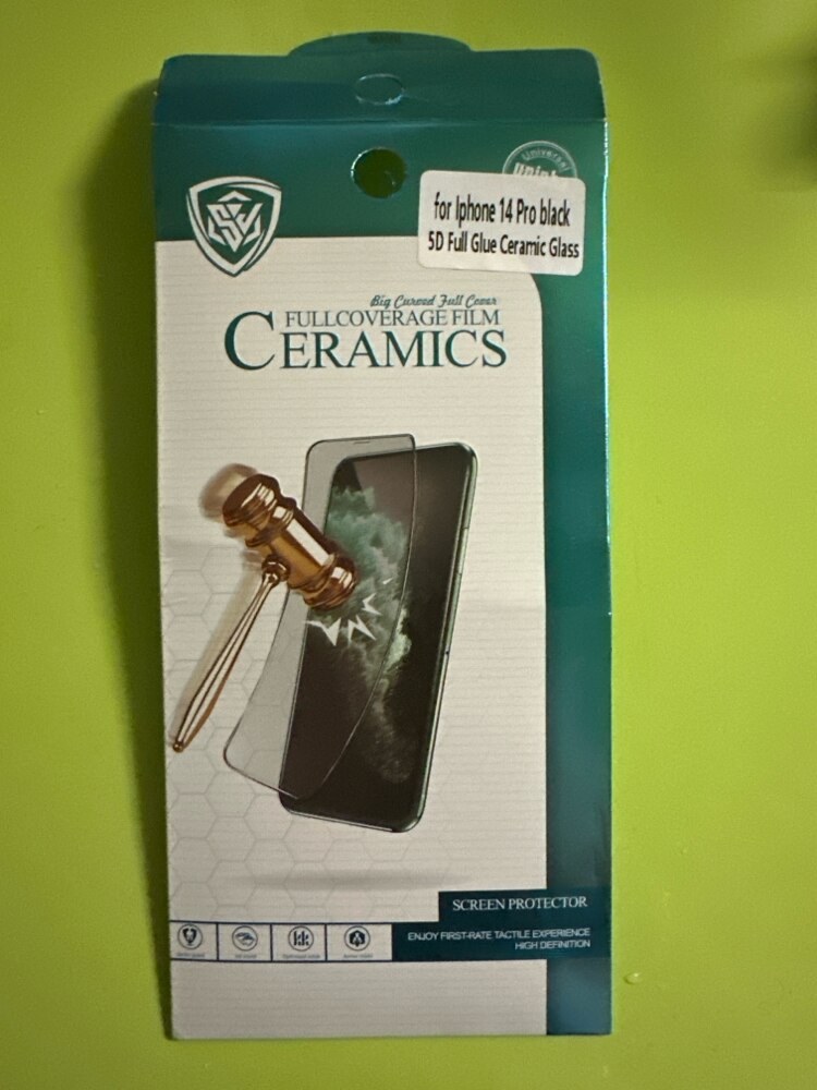Folie de protectie ceramica, compatibila cu Apple iPhone 14 Pro, Full Cover, Negru/Transparenta