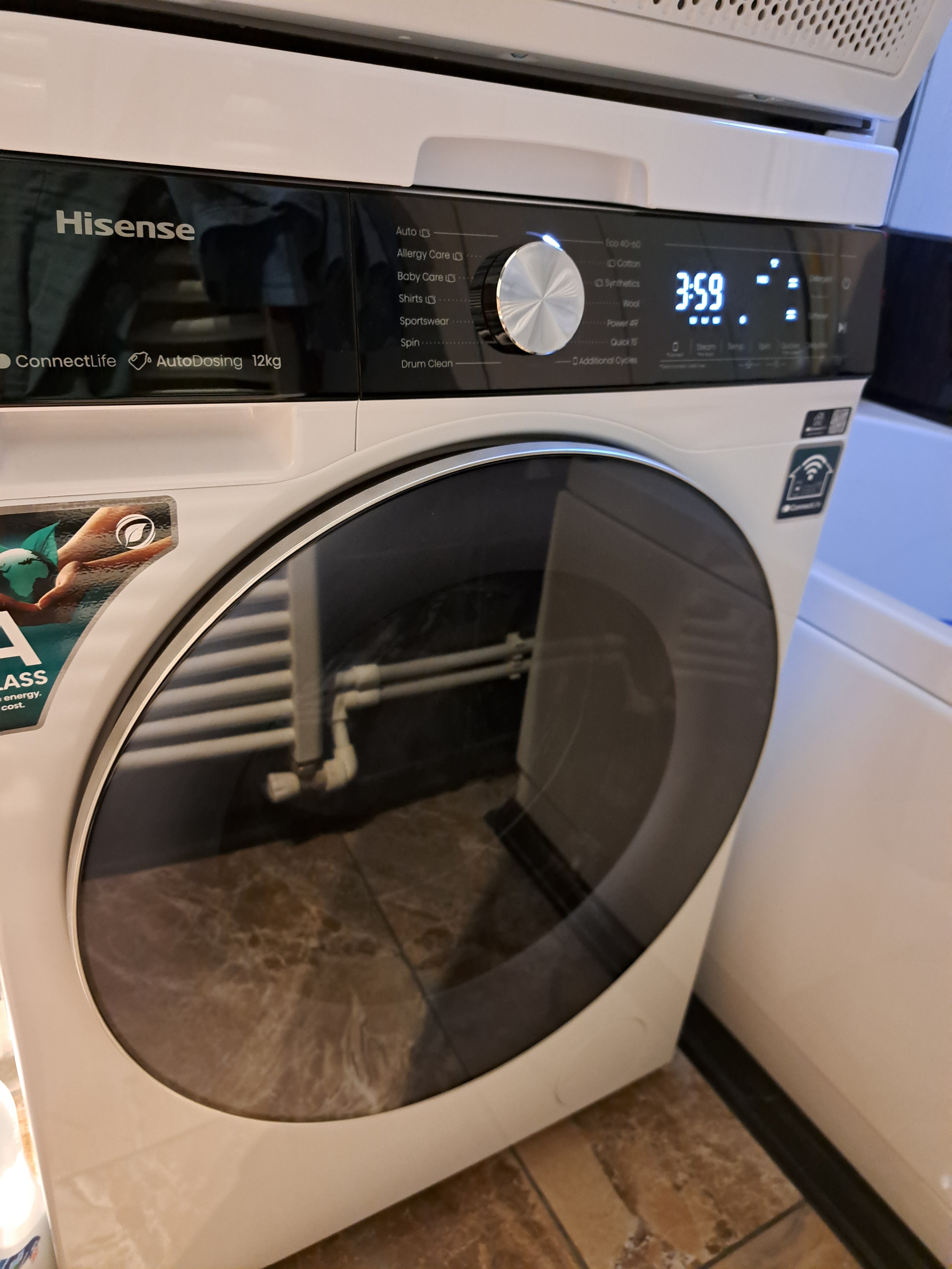 Masina de Spalat Rufe Frontala HISENSE WF5S1245BW, Steam, 12 kg, 1400rpm, Clasa A, Alb