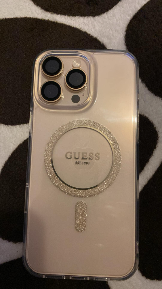 Husa de protectie Guess IML Glitter Ring MagSafe pentru iPhone 16 Pro Max, Transparent