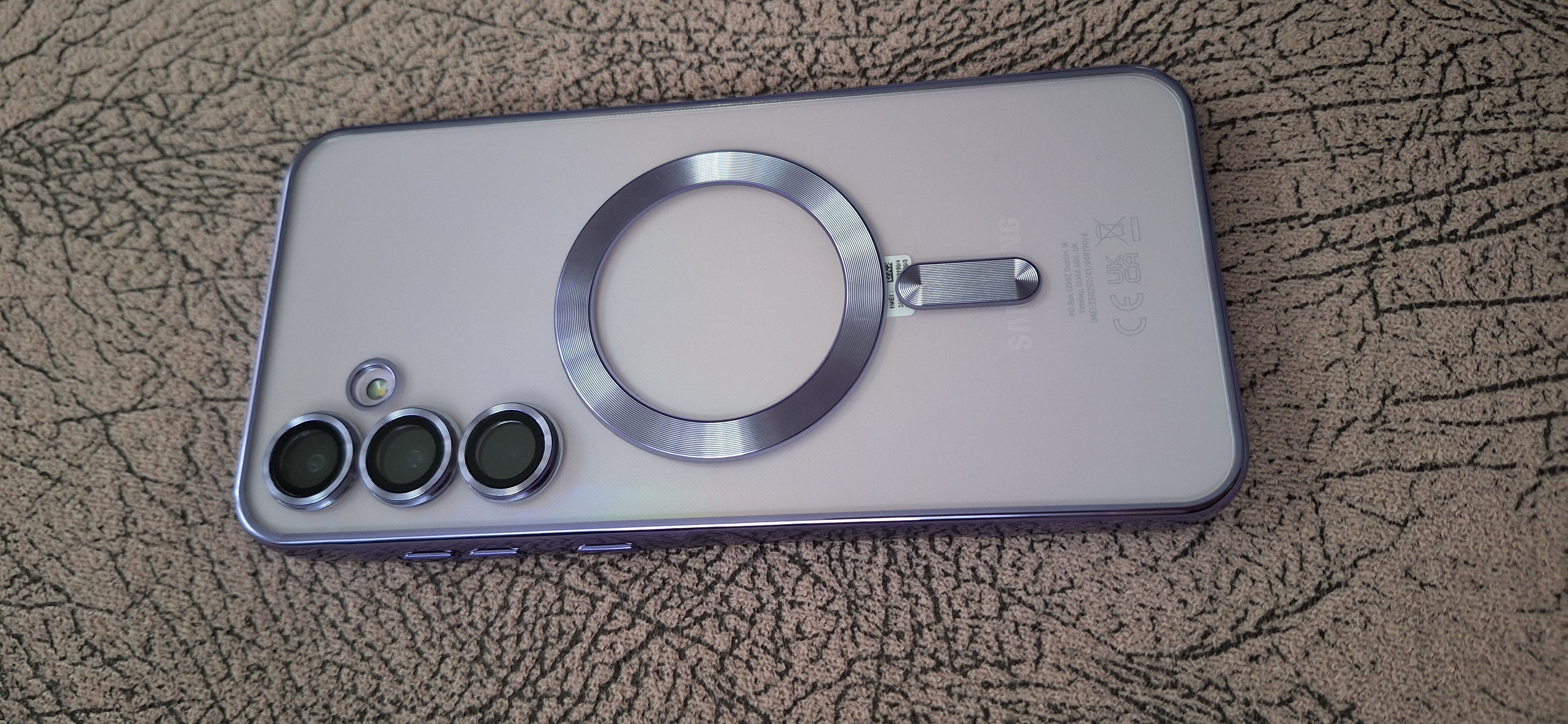 Husa Luxury Magnetica compatibila cu Samsung Galaxy A55, protectie camera, Margini colorate, Mov