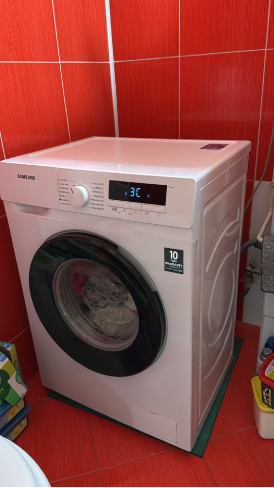 Masina de spalat rufe Slim Samsung WW80T304MBW/LE, 8 kg, 1400 RPM, Clasa D, Motor Digital Inverter, Drum Clean, Alb