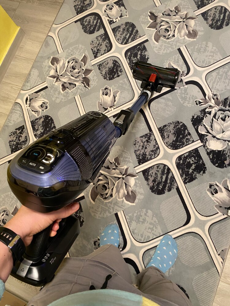 Pachet promo: Aspirator vertical Rowenta X-Force Flex 12.60 Aqua RH98C0WO, 320 W, 0.9 l, Autonomie 45 minute, mop Aqua, Albastru/Negru + Fier de calcat Tefal Ultragliss Plus FV6830E0, 2800W, talpa Durilium AirGlide, jet de abur 250 g/ min, functie Eco, albastru