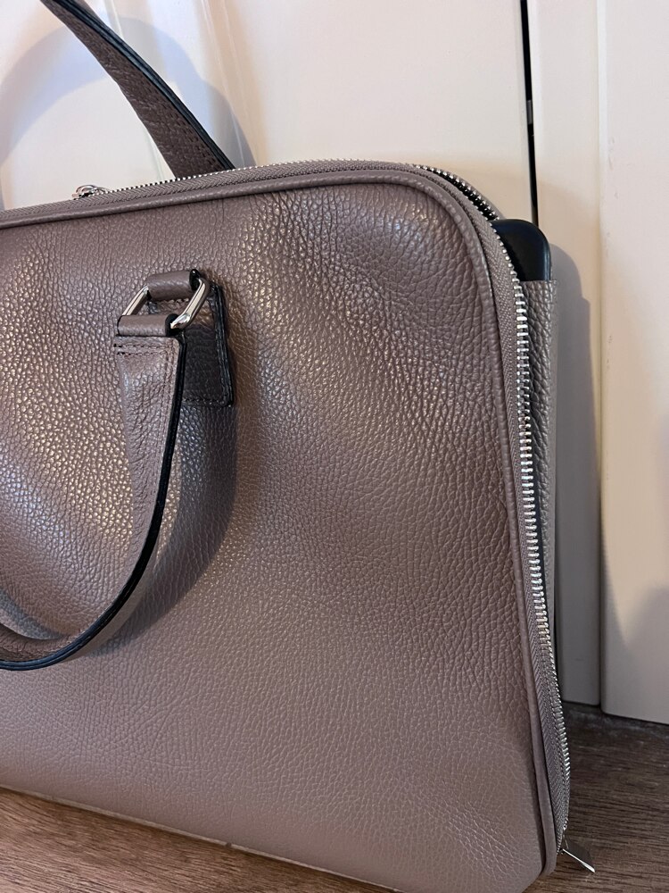 Geanta pentru laptop, Vera Pelle, Piele, 17.3", Maro