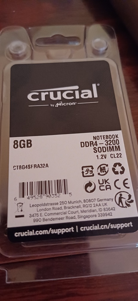 Memorie SODIMM Crucial 8GB, DDR4, 3200MHz, CL22, 1.2V - eMAG.ro