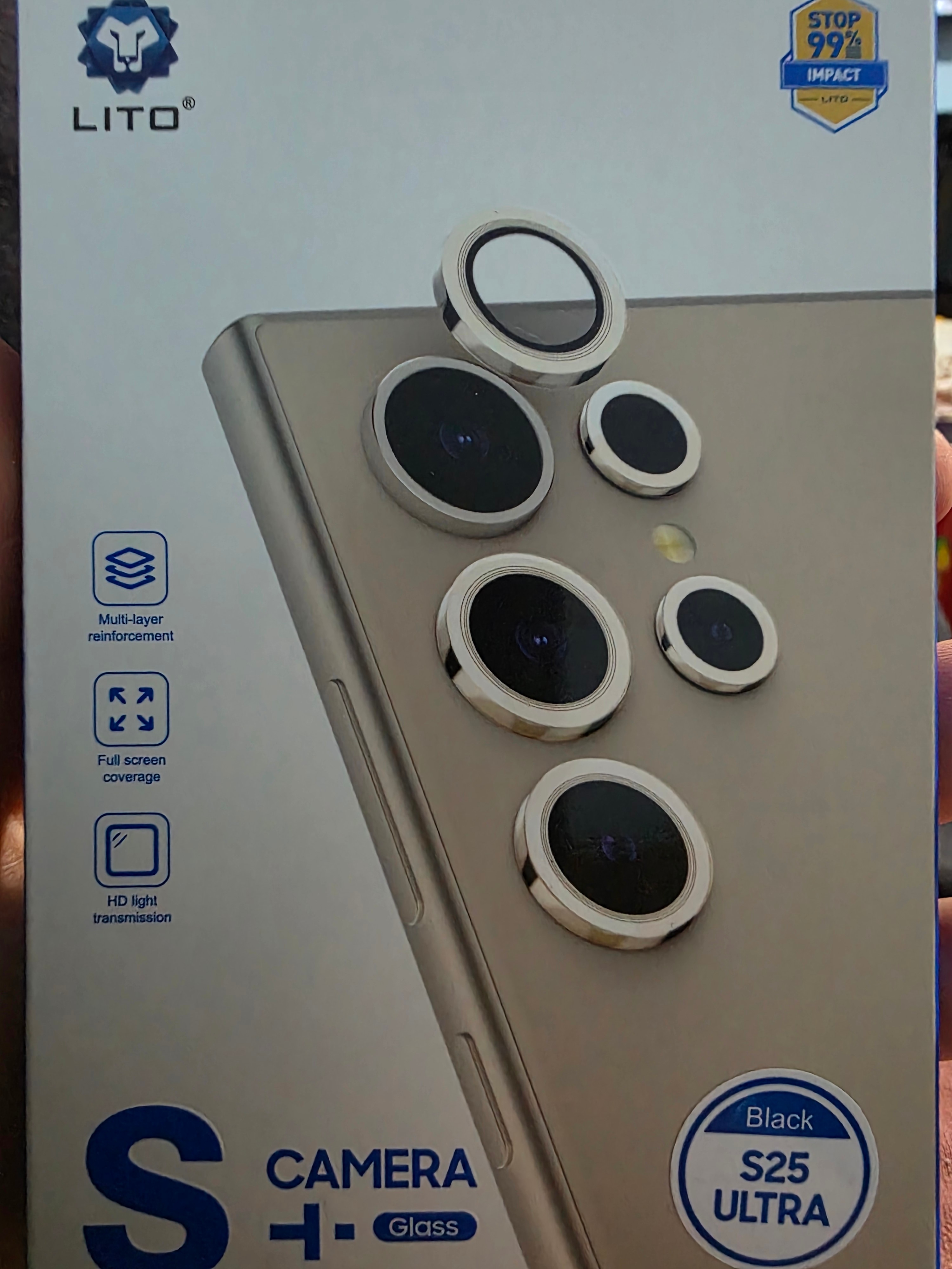 Folie Camera pentru Samsung S25 Ultra Daden din sticla, S+ Full Cover, Protectie Profesionala, Ultra Rezistenta, Calitate Premium, Negru