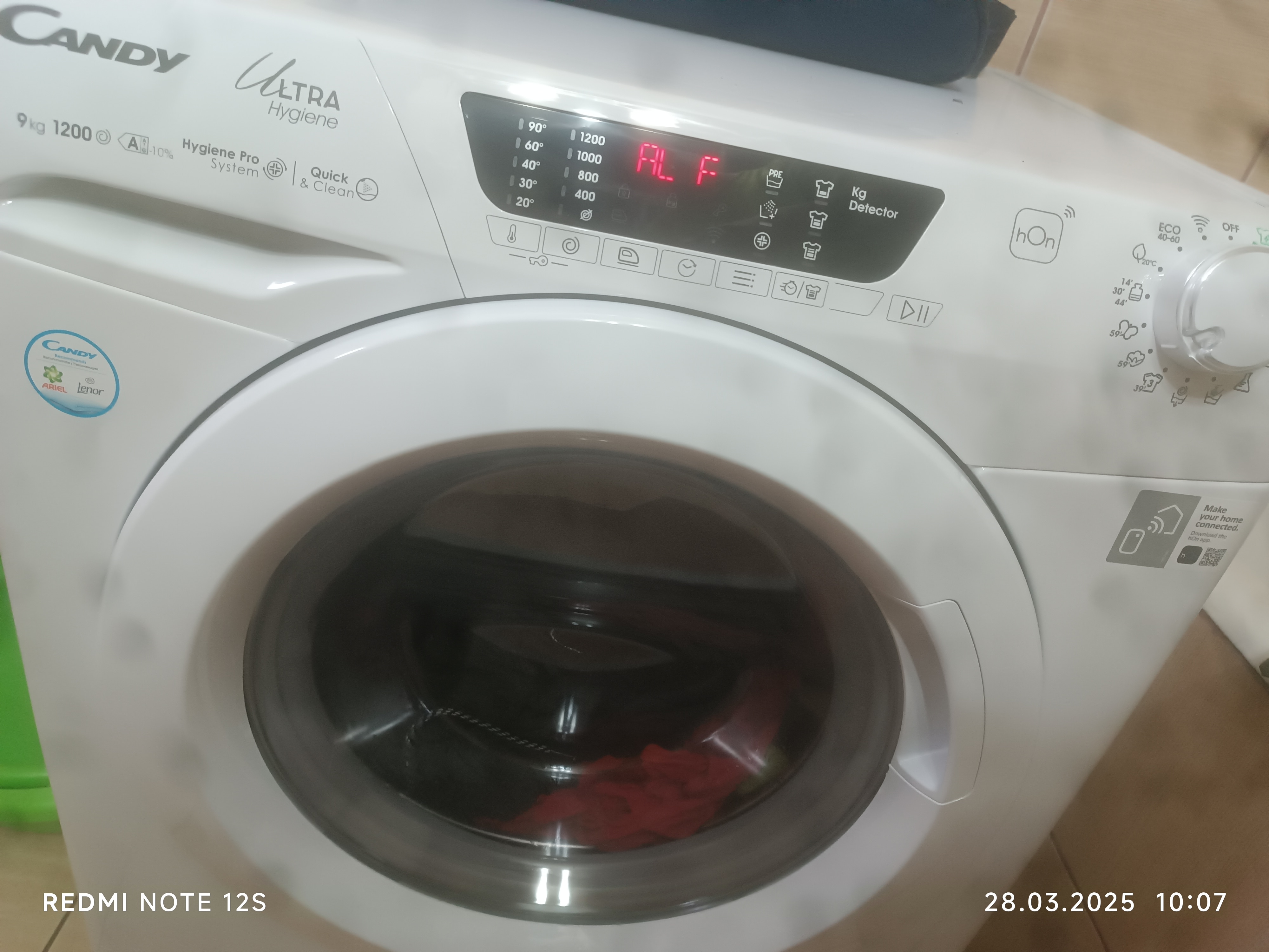 Masina de spalat rufe Candy Ultra Hygiene HE 1294TWM6/1-S, 9 kg, 1200 RPM, Motor inverter, WiFi, Mix Power System, Clasa A, Alb