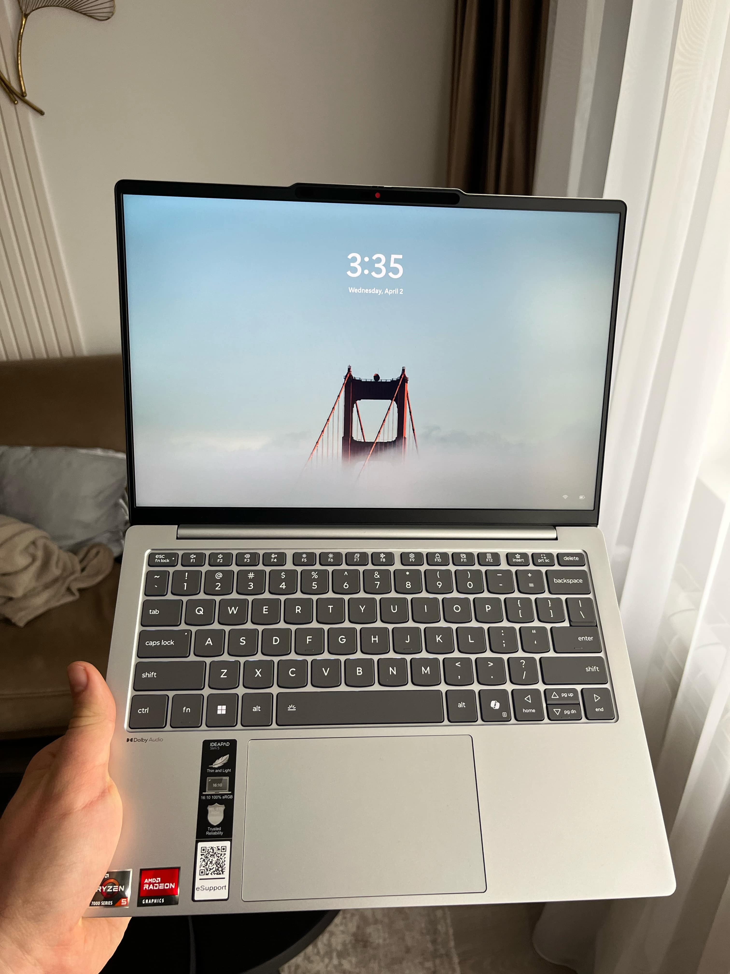 Laptop Lenovo IdeaPad Slim 5 13ARP10 cu procesor AMD Ryzen™ 5 7535HS pana la 4.55GHz, 13.3" WUXGA, IPS, 16GB LPDDR5x RAM, 1TB SSD, AMD Radeon™ 660M Graphics, No OS, Cloud Grey