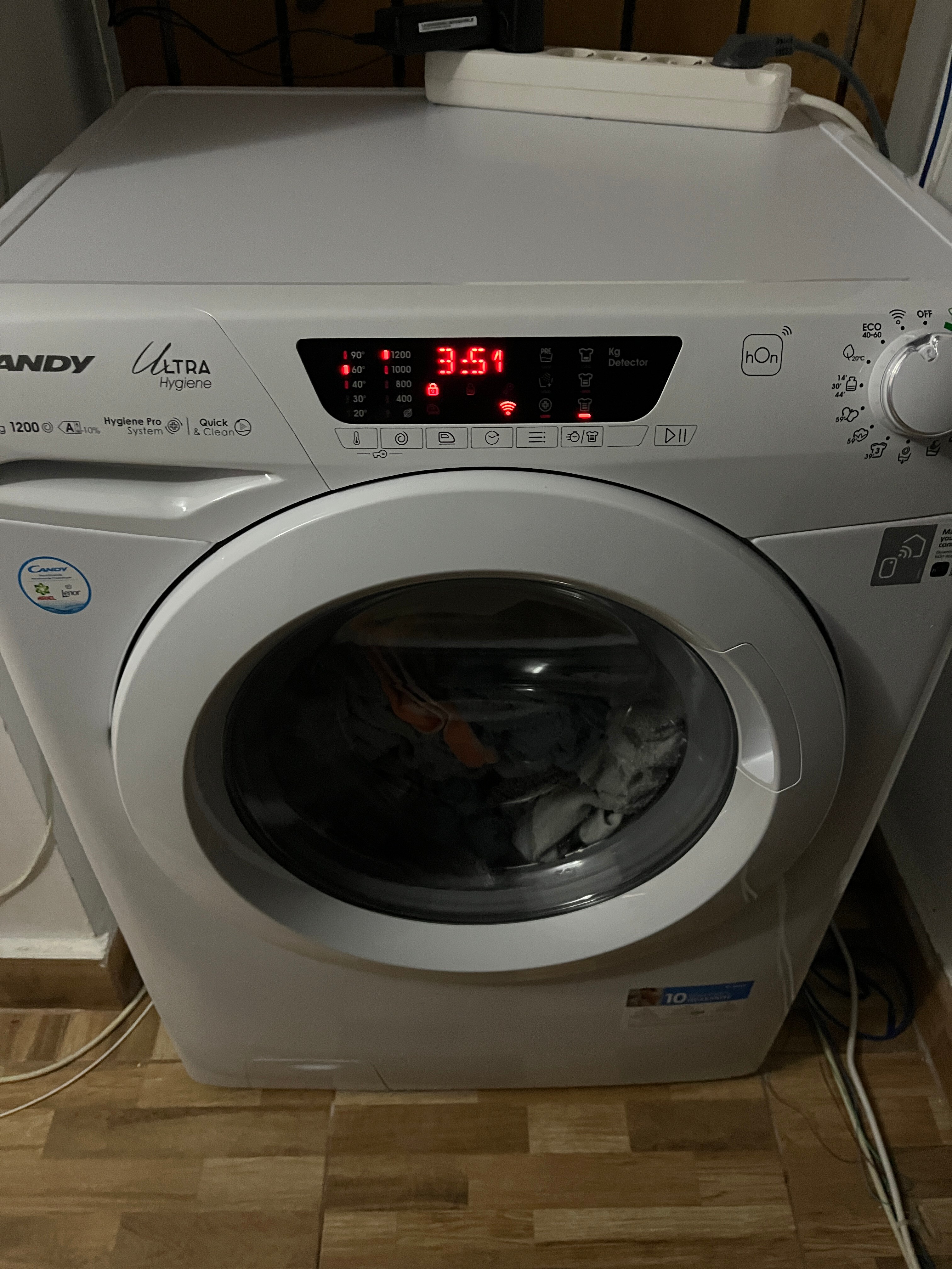 Masina de spalat rufe Candy Ultra Hygiene HE 1294TWM6/1-S, 9 kg, 1200 RPM, Motor inverter, WiFi, Mix Power System, Clasa A, Alb