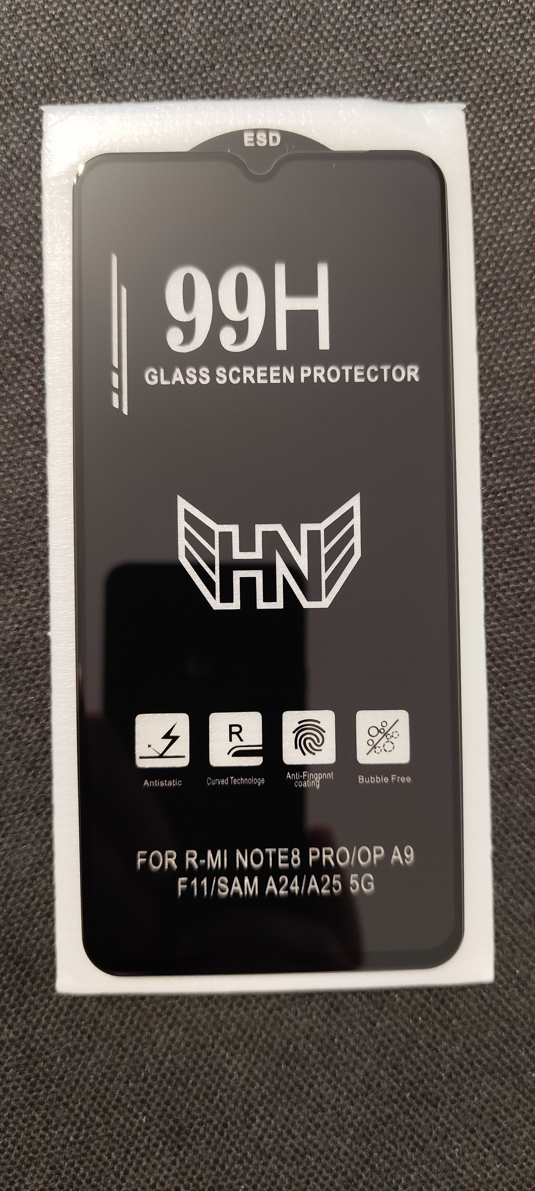 Set 2 folii protectie sticla securizata fullsize pentru Xiaomi Redmi Note 8 Pro, negru