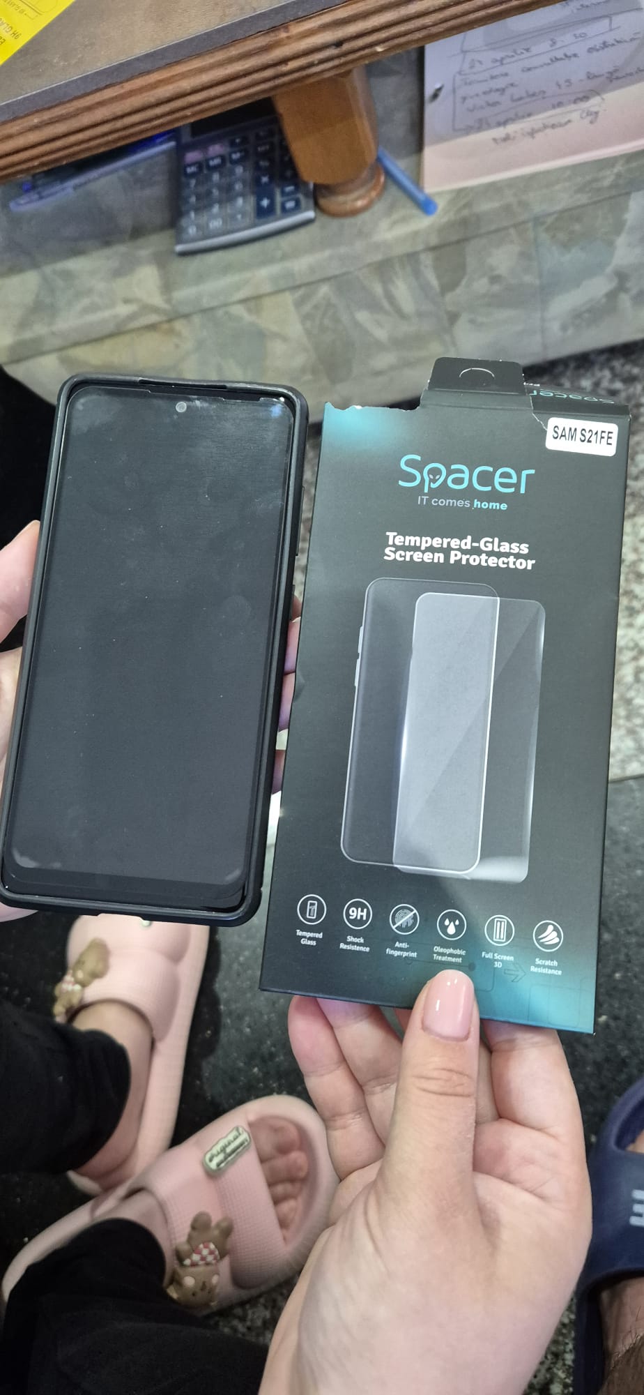 Folie de protectie Spacer pentru Samsung Galaxy S21 FE, sticla 9D, duritate 9H, Tempered Glass
