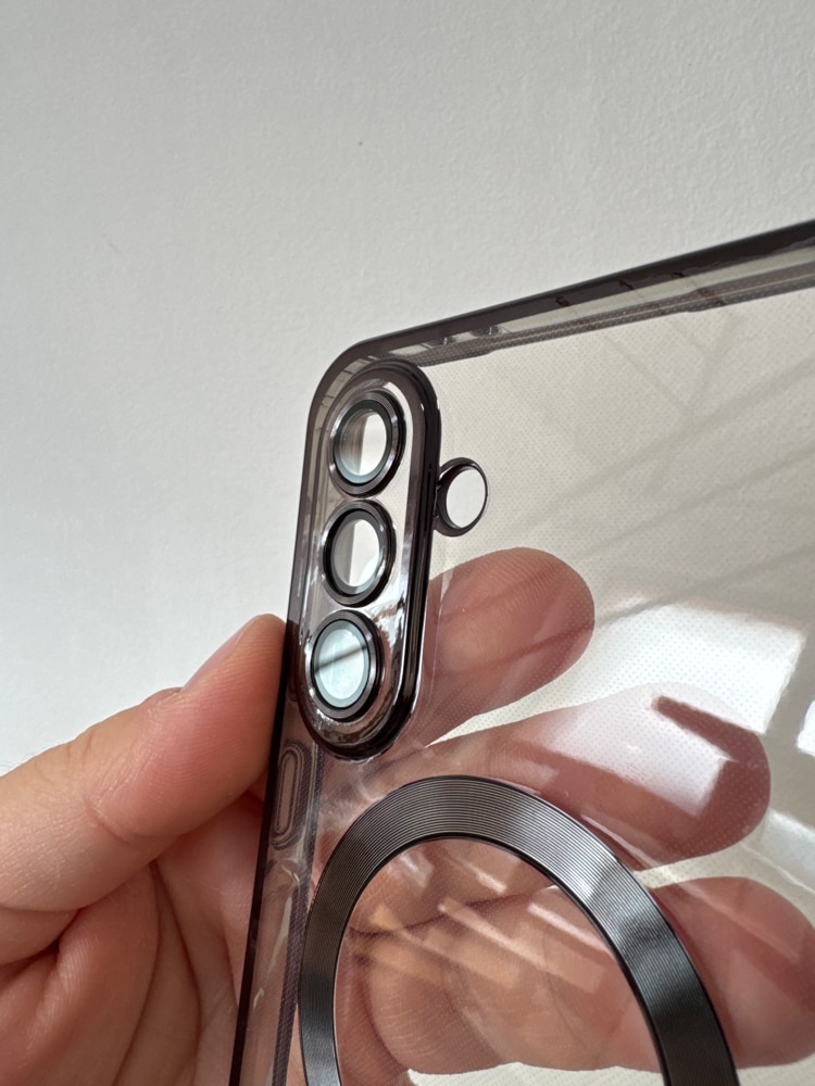 Husa pentru Samsung Galaxy A56 5G DaDen® MagSafe Luxury compatibil cu protectie camera, Ultra Protectie, Transparent cu margini verzi inchis