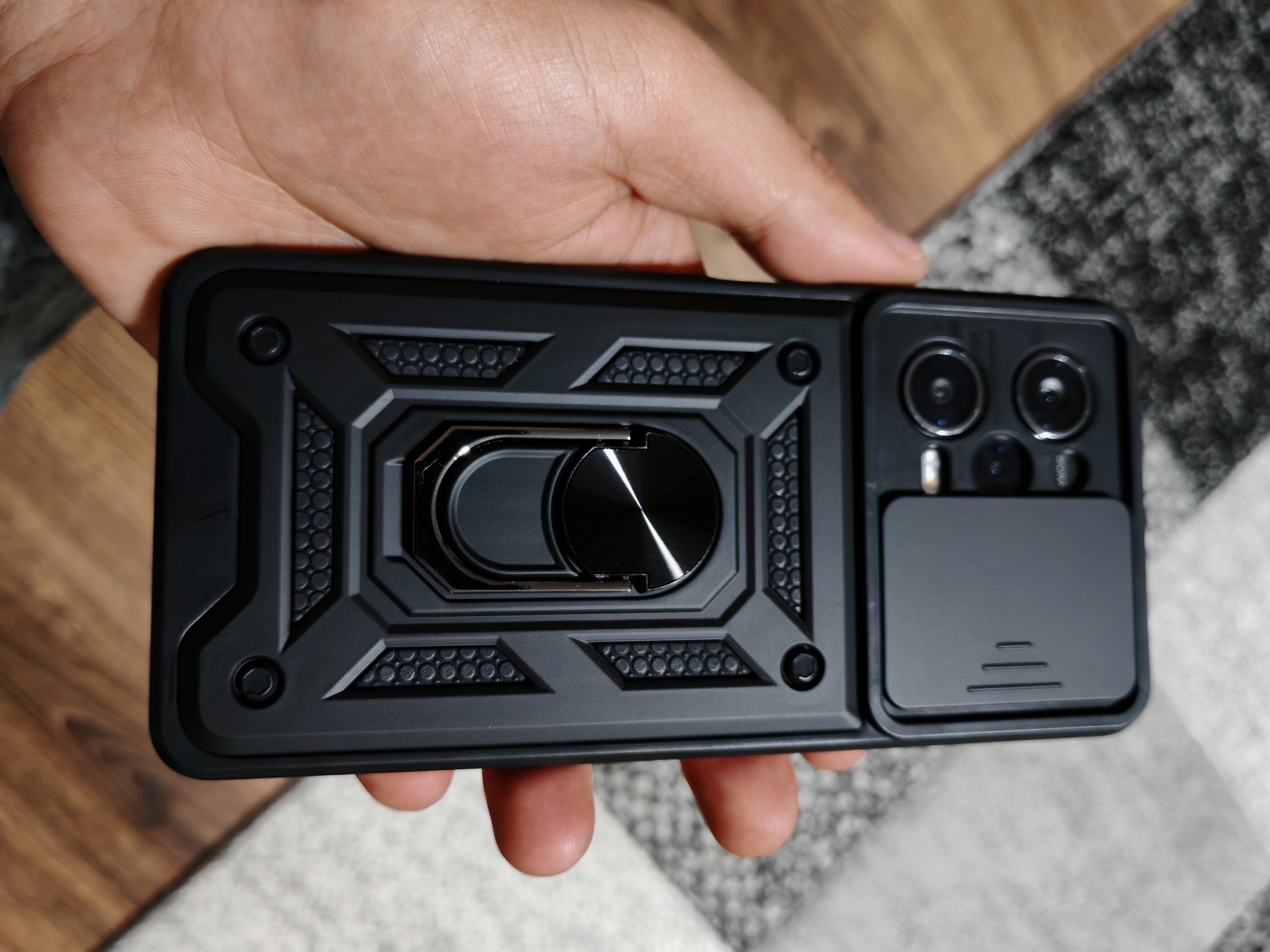 Husa pentru Xiaomi Redmi Note 12 Pro 5G/Poco X5 Pro Premium Hybrid Armor Kickstand, Slider Camera, Antisoc, Protectie Superioara, Negru