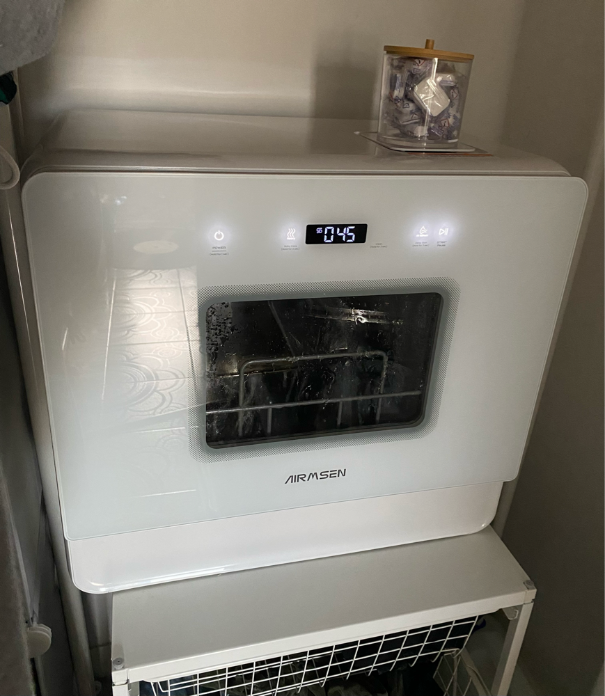 Mini masina de spalat vase, Pentru 5-6 persoane, Sistem dedurizare apa, Pornire programabila,175 kWh/an, Spalare rapida in 28 min, Perfecta pentru camping