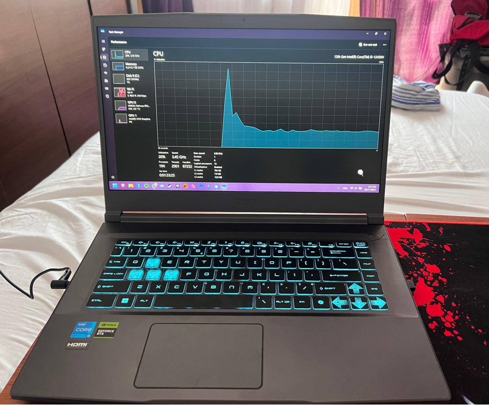 Laptop Gaming MSI Thin 15 B13UC-3430XRO cu procesor Intel® Core i5-13420H pana la 4.6GHz, 15.6" Full HD, 144Hz, IPS, 16GB DDR4 RAM, 512GB SSD, NVIDIA GeForce RTX 3050 4GB GDDR6, No OS, Black