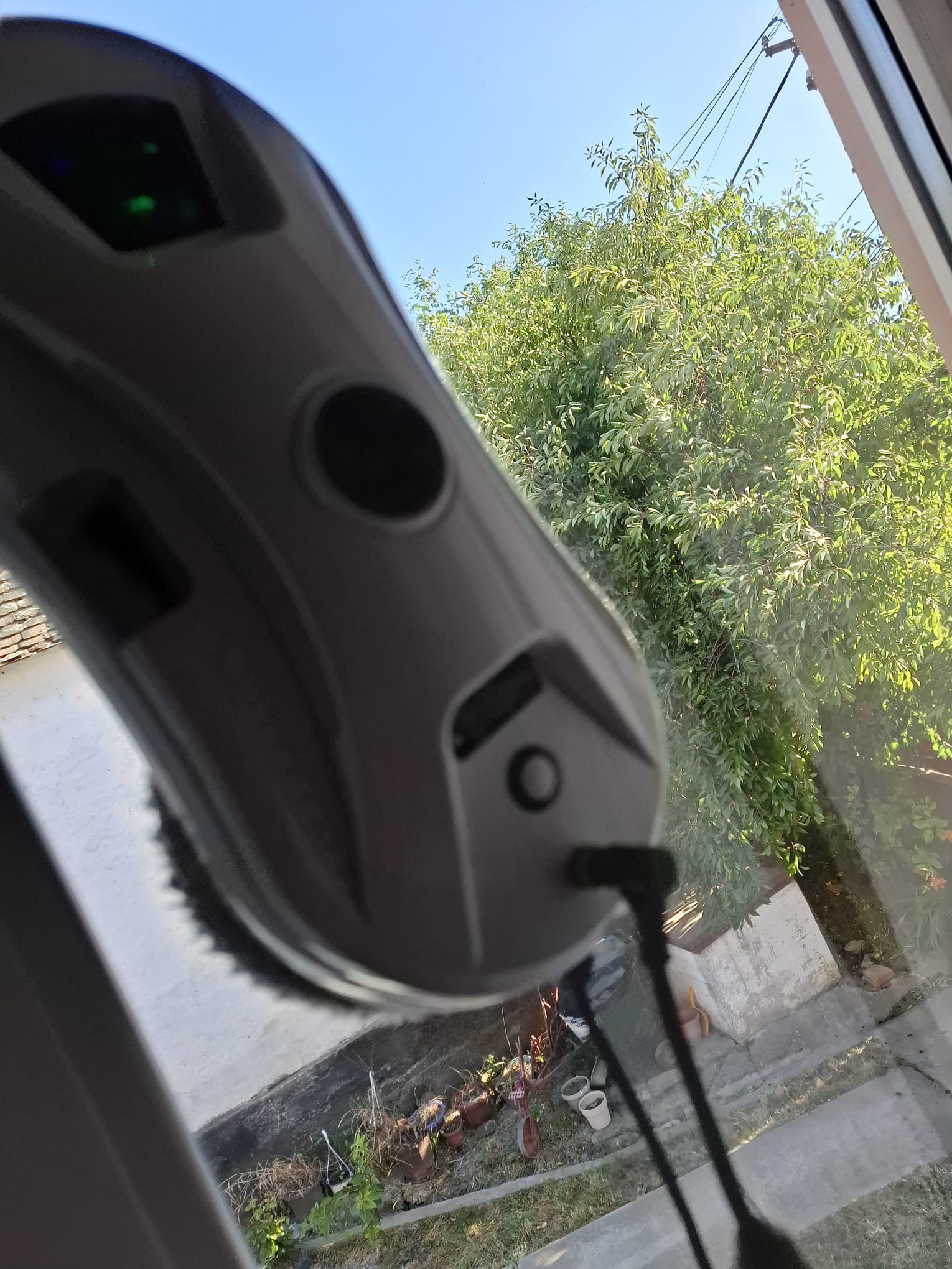 Robot Inteligent pentru curatarea geamurilor, Mop rotativ dublu, Telecomanda, Alb, AI