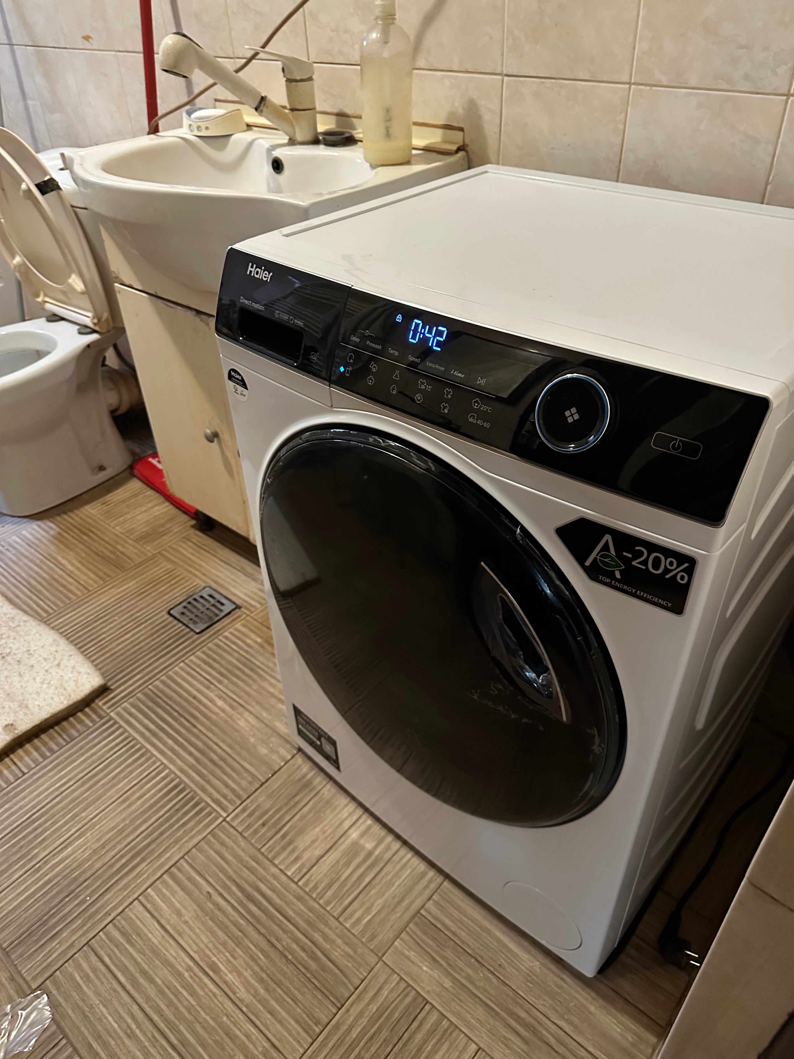 Masina de spalat Haier HW80-B14959EU1-S, 8 kg, 1400 rpm, Motor Direct Motion, Clasa A, Refresh, WiFi, Steam, Alb