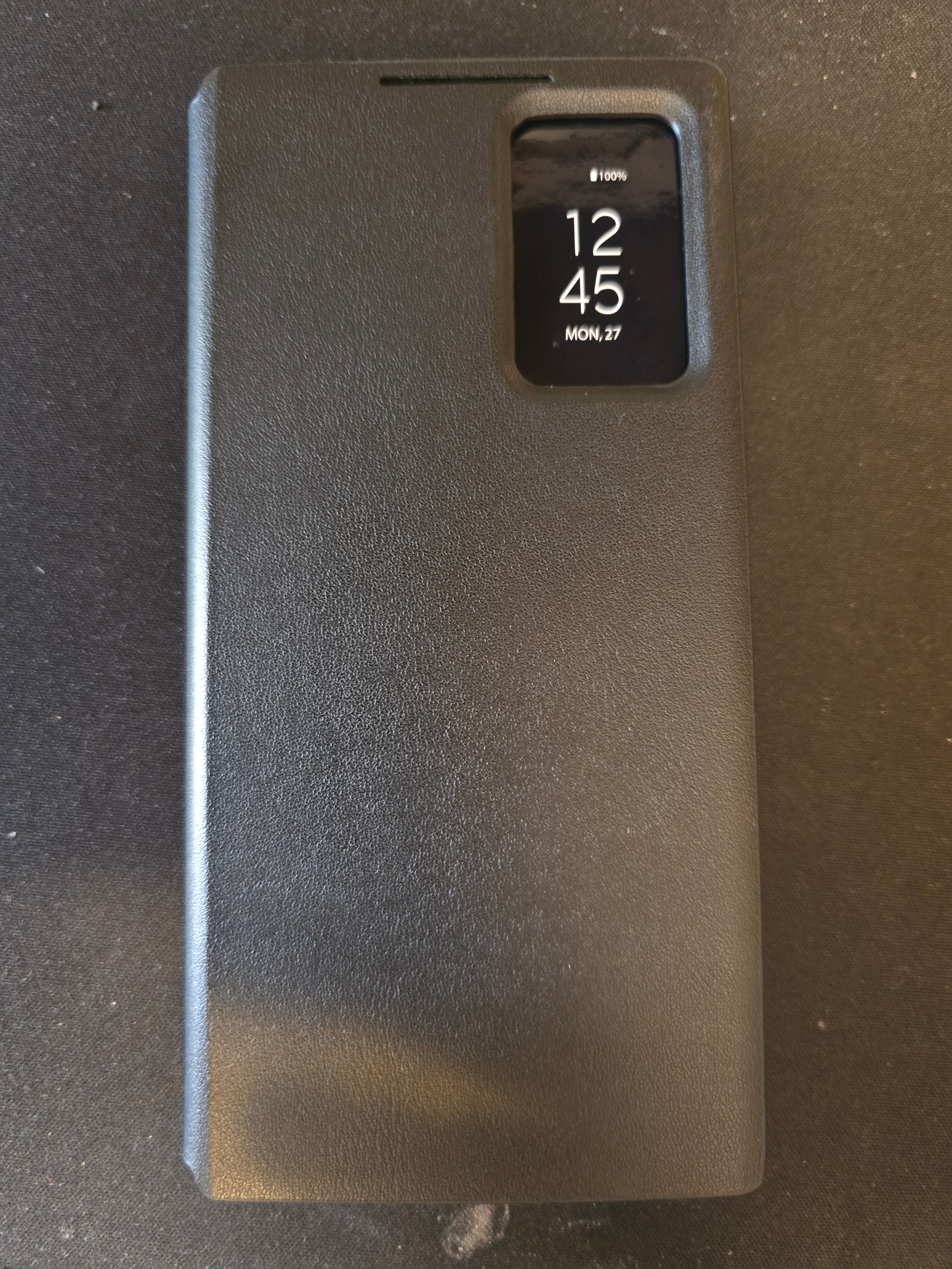 Husa pentru Samsung Galaxy S24 Ultra tip carte, Skyddar, cu portofel si SmartView, Premium, set cu sticker, Negru