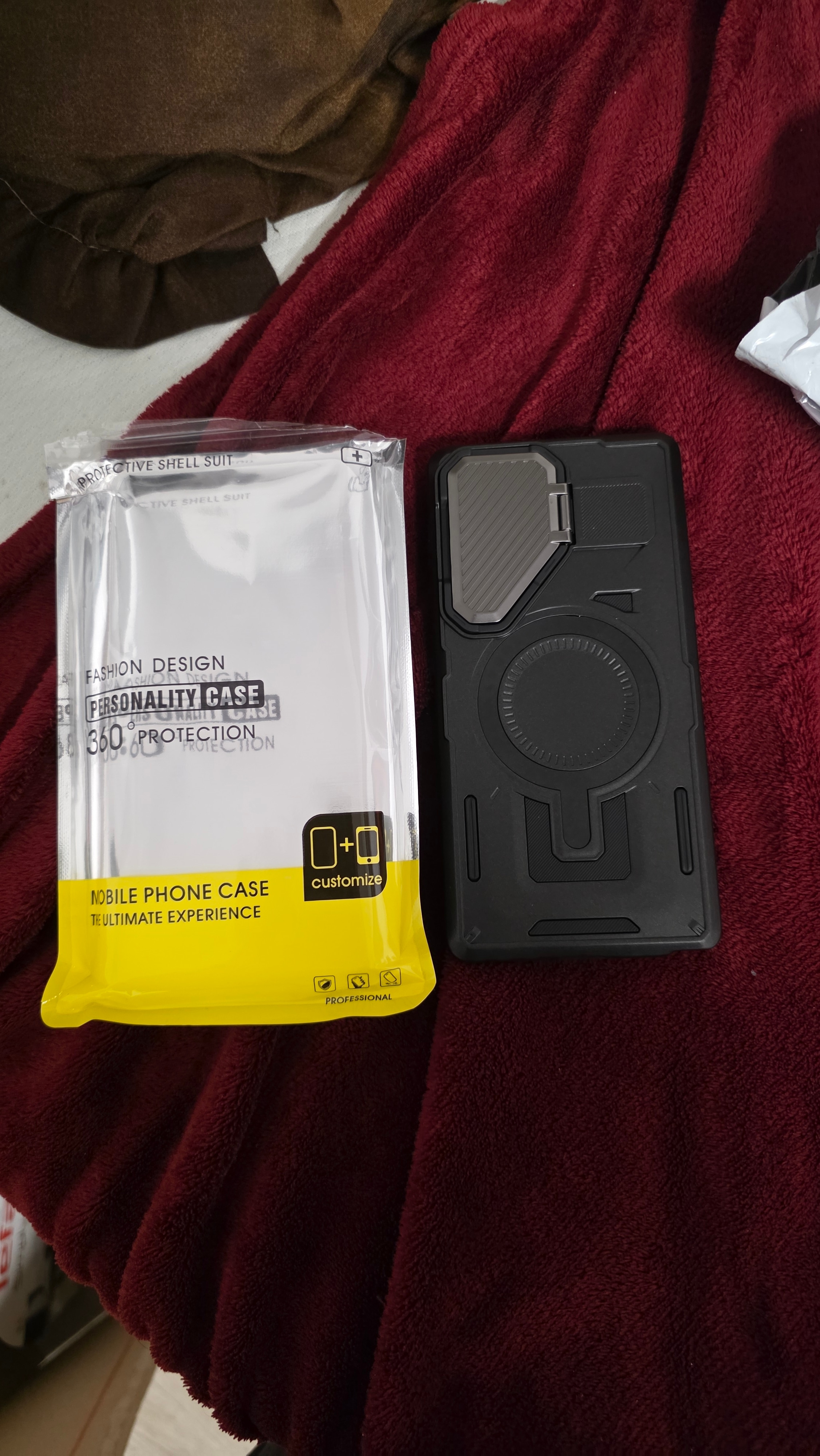 Husa military armour cu inel metalic, ALC MOBILE, compatibila cu Samsung Galaxy S25 Ultra, Rosu