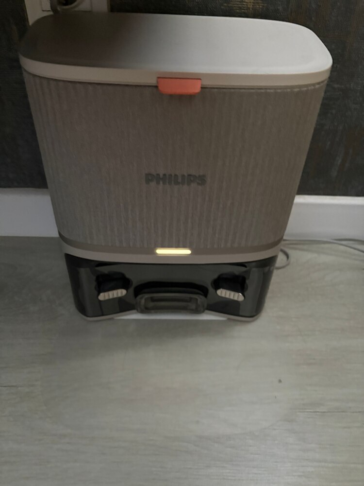 Aspirator robot si mop Philips XU5100/20 seria 5000, statie de golire automata, navigare LDS, mop rotativ, 10.000 Pa, Perie antiîncurcare, Detectare obstacole mici, Detectare automata a covoarelor, culoare bej