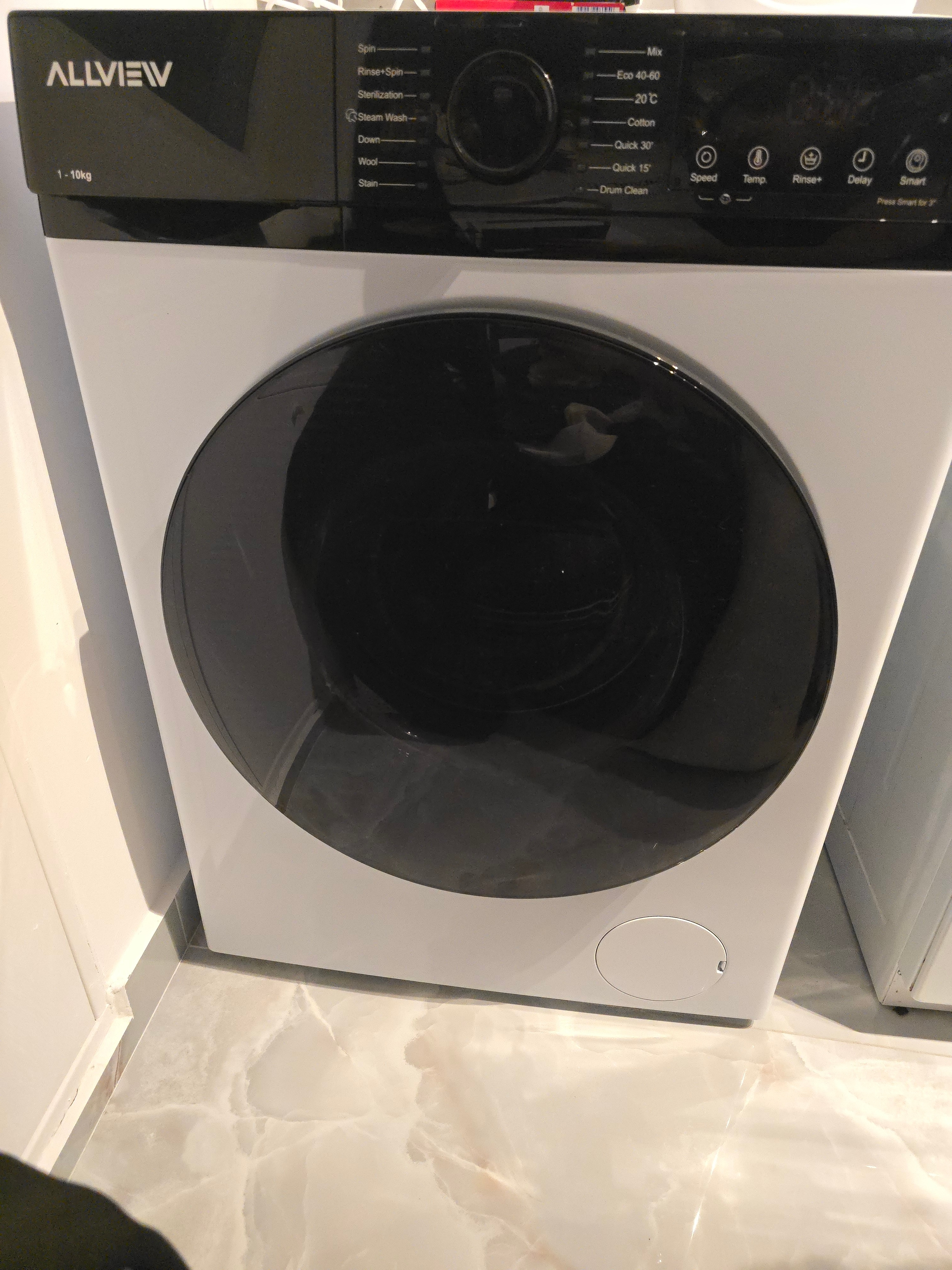 Masina de spalat rufe Allview Sensy 1000, 10 KG, motor Inverter, Super SLIM, 1400 RPM, 14 PROGRAME, program scurt 15 min, Smart One Touch AI, display LED, Clasa A