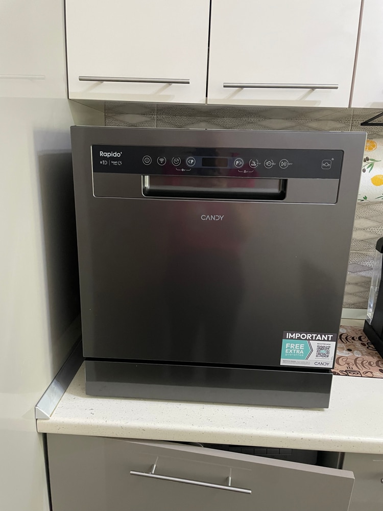Masina de spalat vase Candy CP 8F9FFA, Wi-Fi, 8 seturi, 8 programe, Display Digital, Clasa F, Antracit