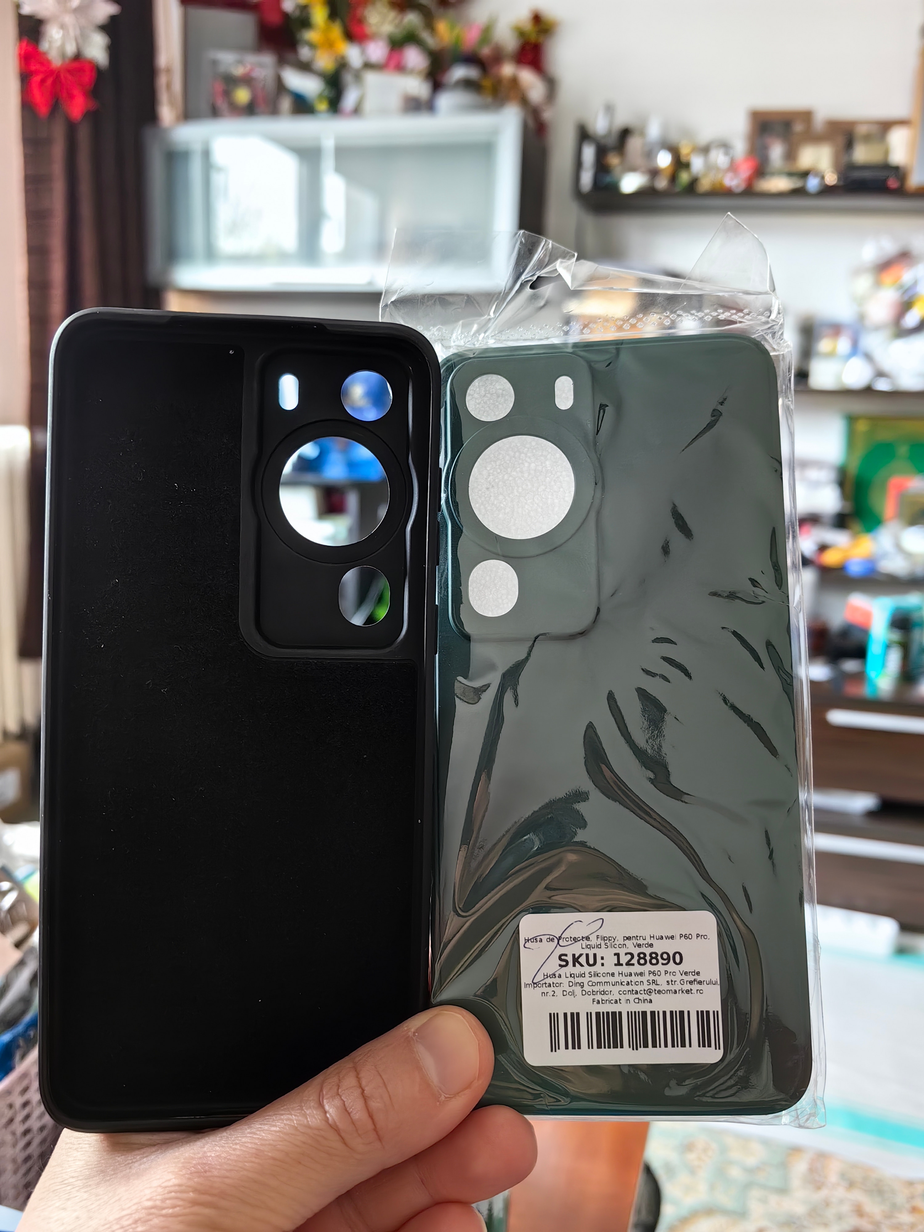 Husa de Protectie, Flippy, pentru Huawei P60 Pro, Liquid Silicone, cu Microfibra pe Interior, Protectie Antisoc, Compatibil Incarcare Wireless, Albastru
