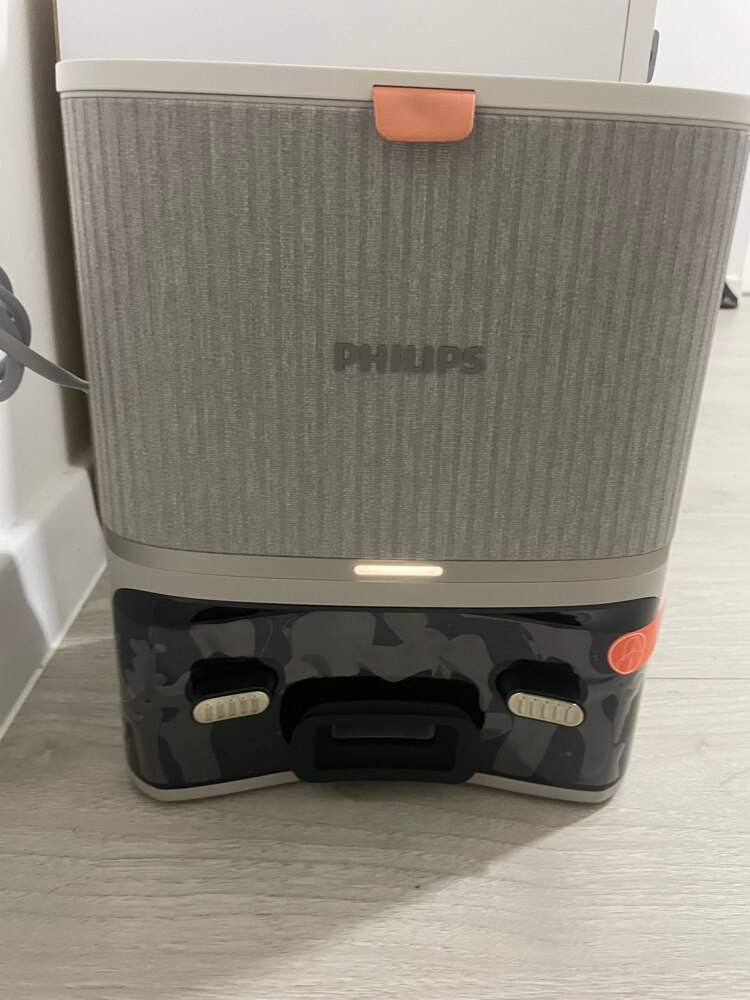 Aspirator robot si mop Philips XU5100/20 seria 5000, statie de golire automata, navigare LDS, mop rotativ, 10.000 Pa, Perie antiîncurcare, Detectare obstacole mici, Detectare automata a covoarelor, culoare bej