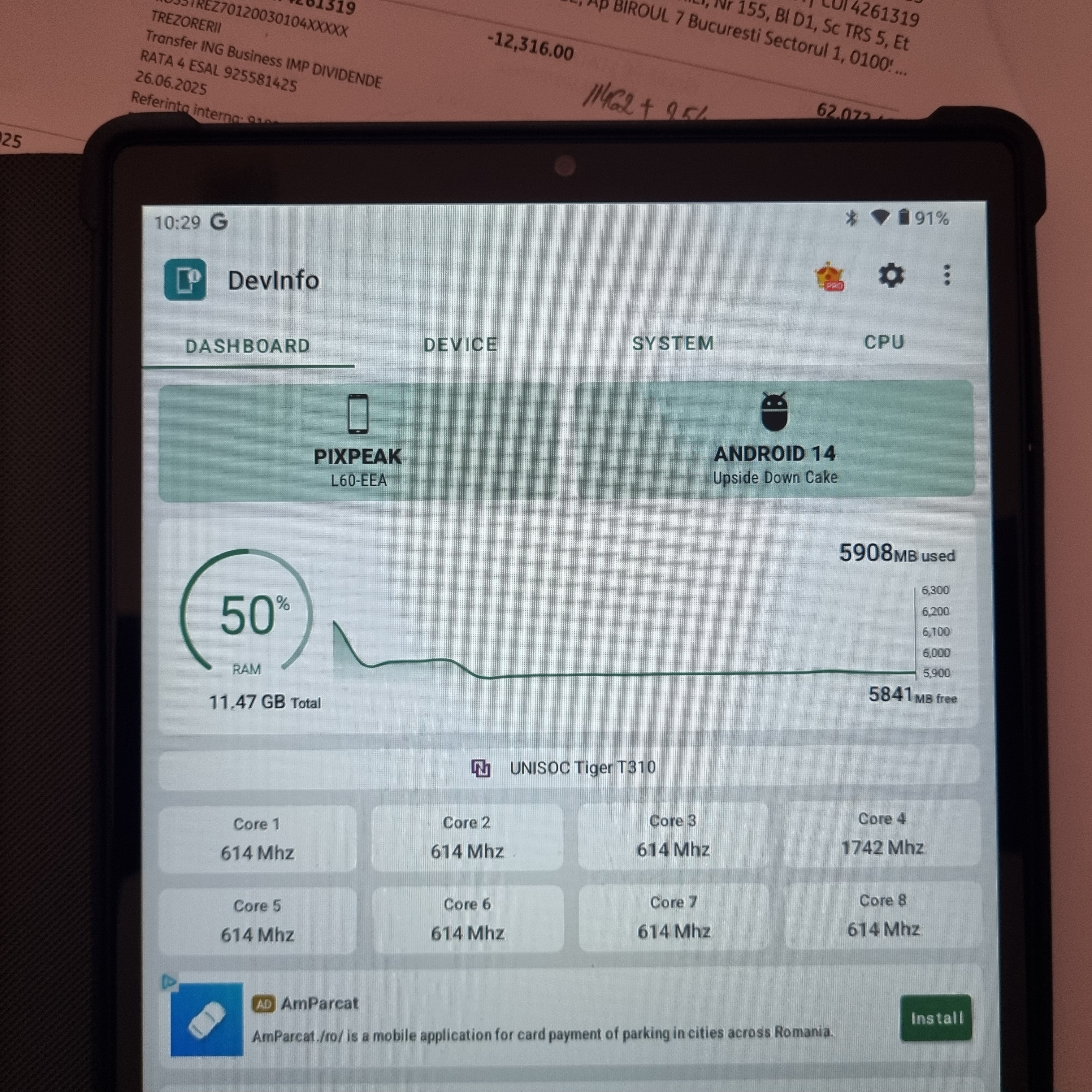Tableta 10.1" Octa-Core, Android 14.0, 36(12+24)GB RAM, 128GB ROM, SIM/4G LTE, 5GHz WIFI, 1920*1200 FHD, 8000mAh, Gri