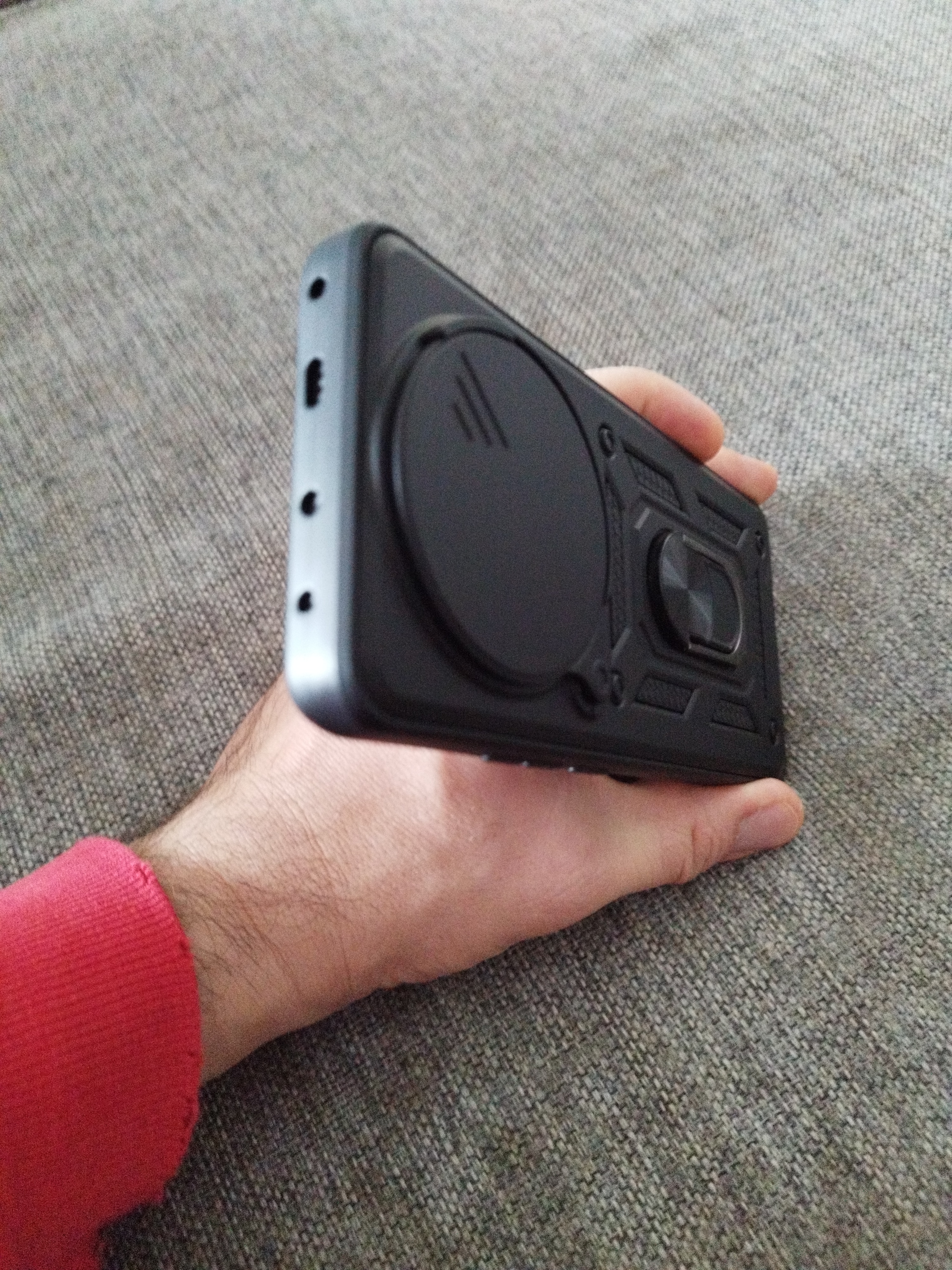 Husa pentru Xiaomi Redmi Note 14 Pro 5G cu protectie pentru camera si suport magnetic integrat Ring Shockproof albastru