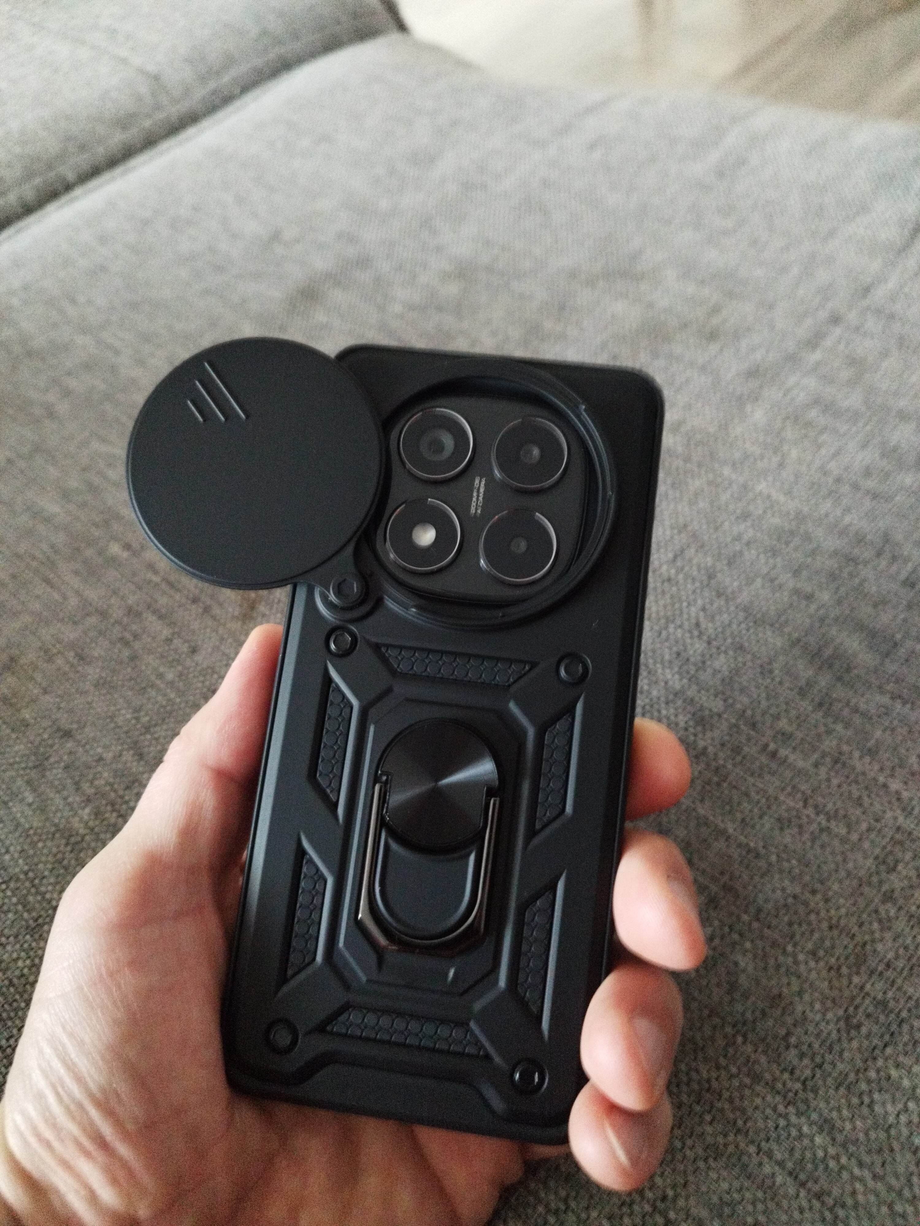 Husa pentru Xiaomi Redmi Note 14 Pro 5G cu protectie pentru camera si suport magnetic integrat Ring Shockproof albastru