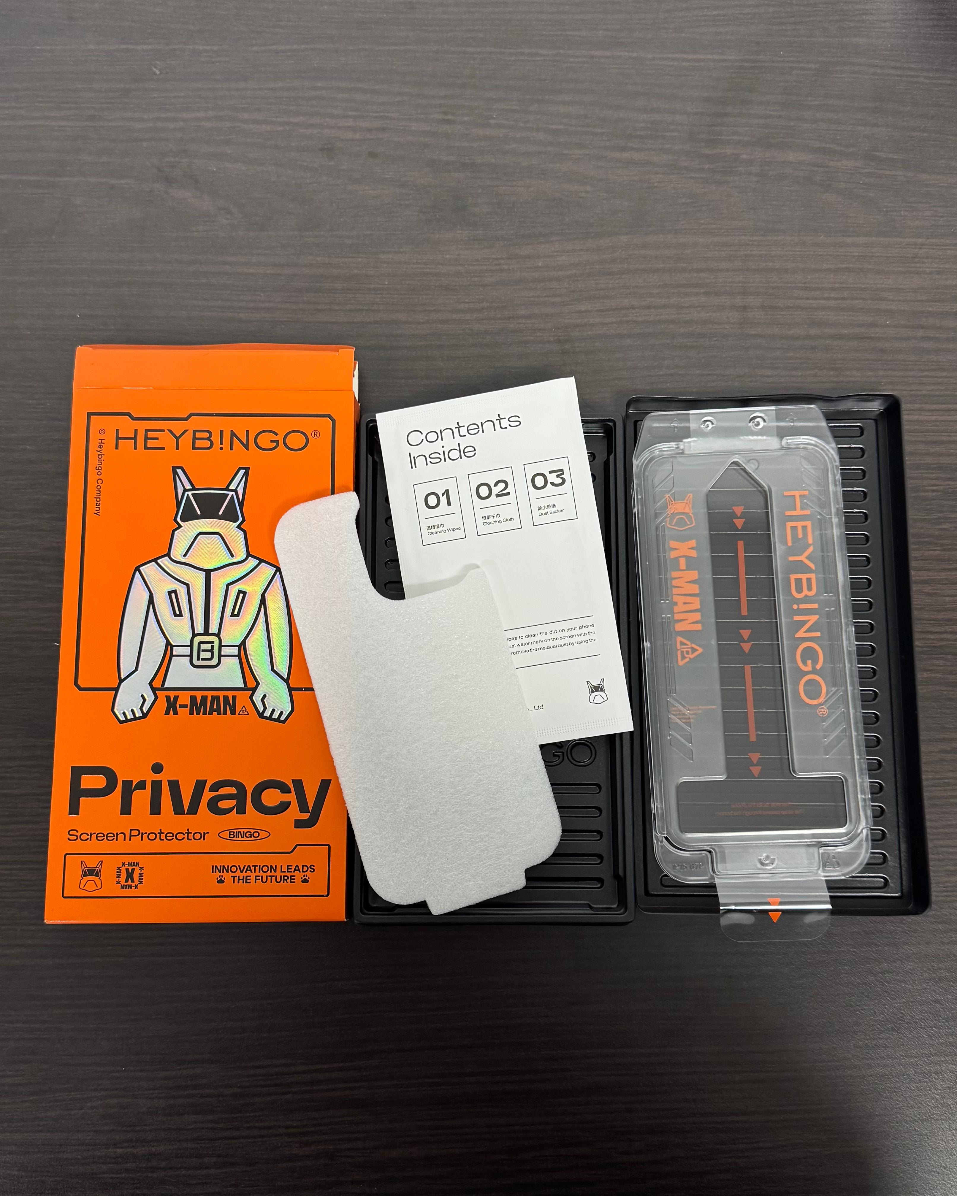Folie Privacy Pentru Apple iPhone 15 PRO HEYBINGO, cu Kit de Aplicare