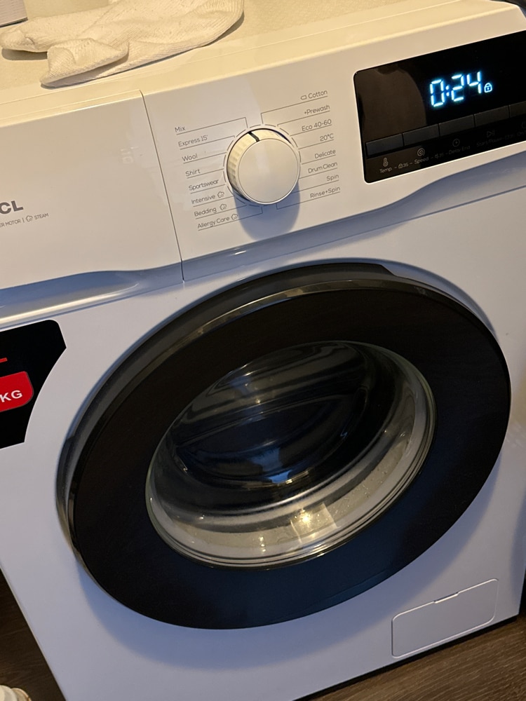 Masina de spalat rufe TCL FF0812WA0, 8 kg, 1200 RPM, Clasa A, BLDC Inverter Motor, Steam Wash, Drum Clean, 24 Hour Delay, Honeycomb Drum, Quick Wash 18 min, Add Garment, 16 Programe, Alb