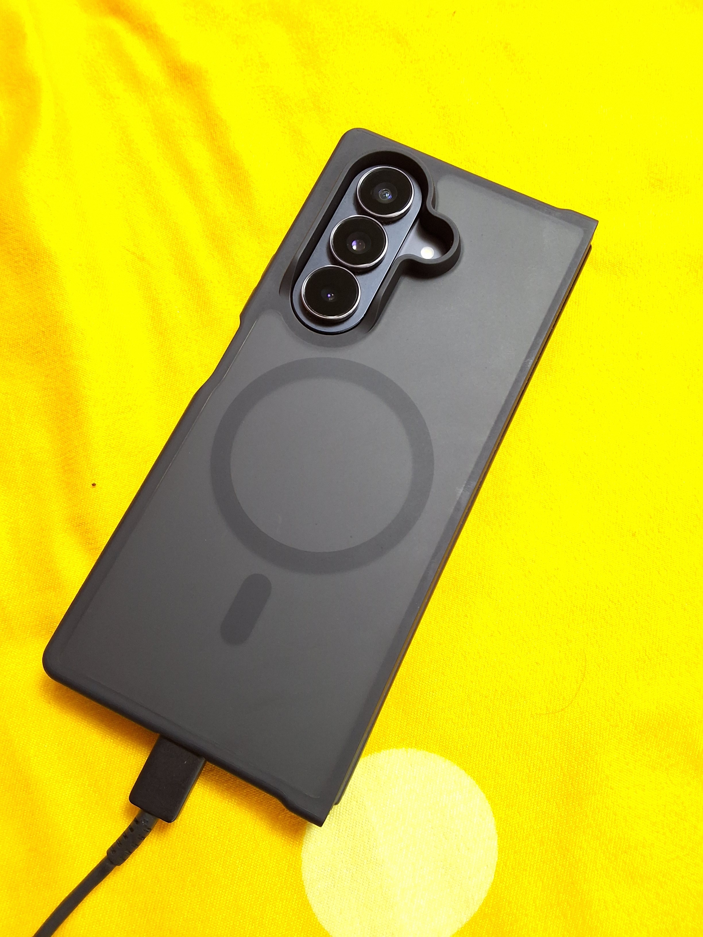 Husa telefon Compatibila Samsung Galaxy Z Fold7, Tip Suport Carduri Pliabil, cu Suport, Antisoc, Negru Mat