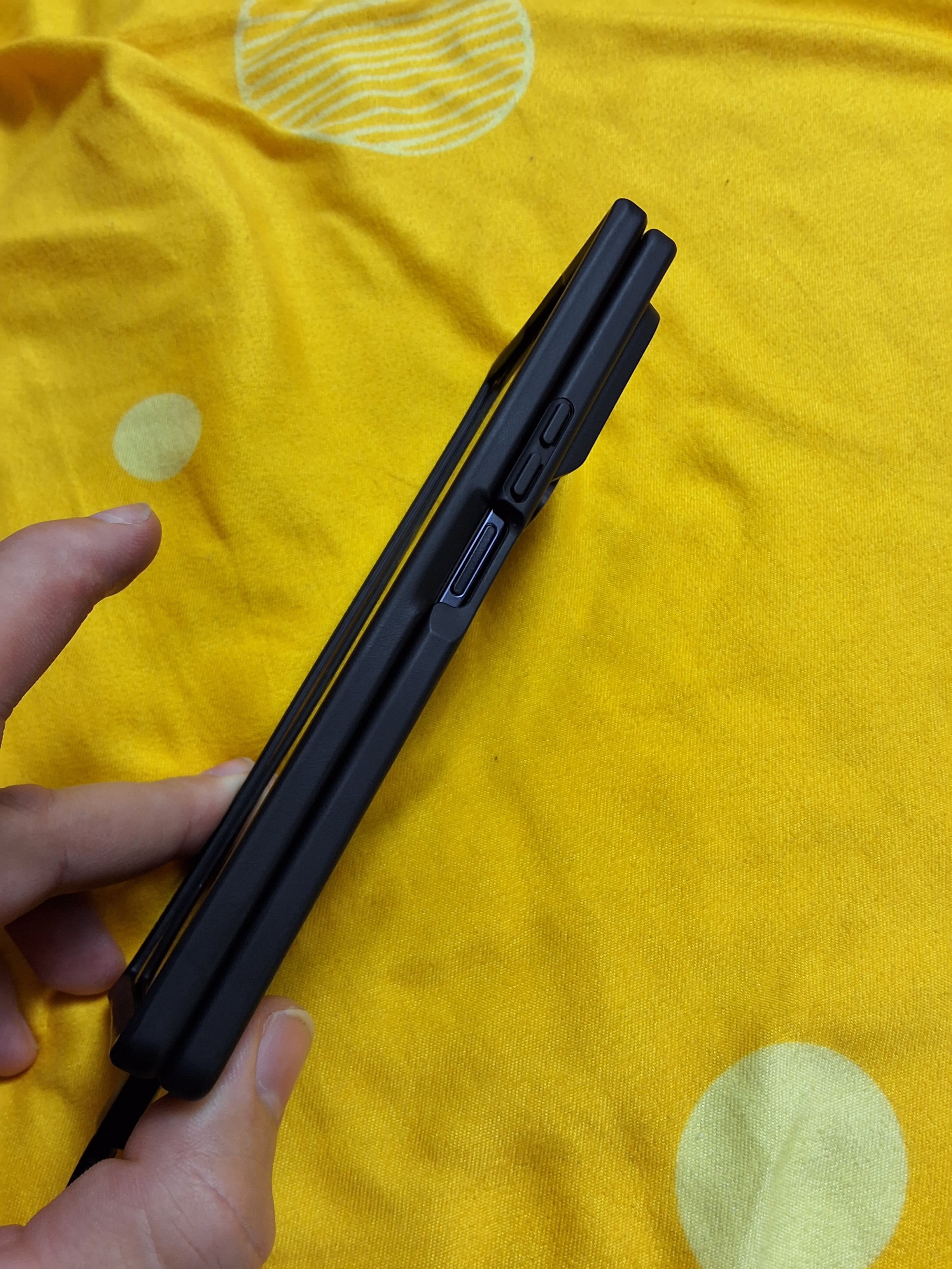 Husa telefon Compatibila Samsung Galaxy Z Fold7, Tip Suport Carduri Pliabil, cu Suport, Antisoc, Negru Mat