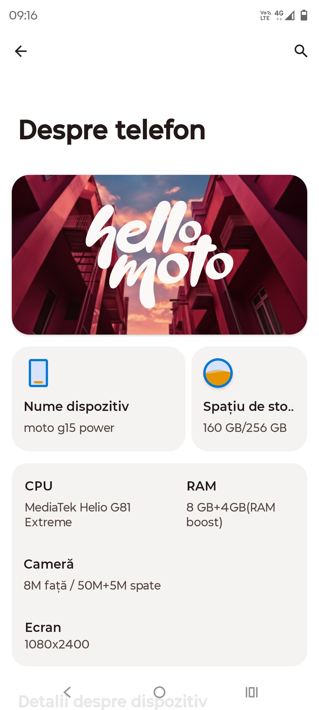 Telefon mobil Motorola moto g15 power, Dual SIM, 256GB, 8GB RAM, 6000 mAh, Iguana Green