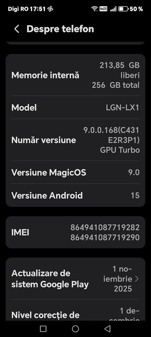 Telefon mobil HONOR X7d, Dual SIM, 8GB RAM, 256GB ROM, Meteor Silver - Casti Honor Choice Earbuds X7e Active incluse