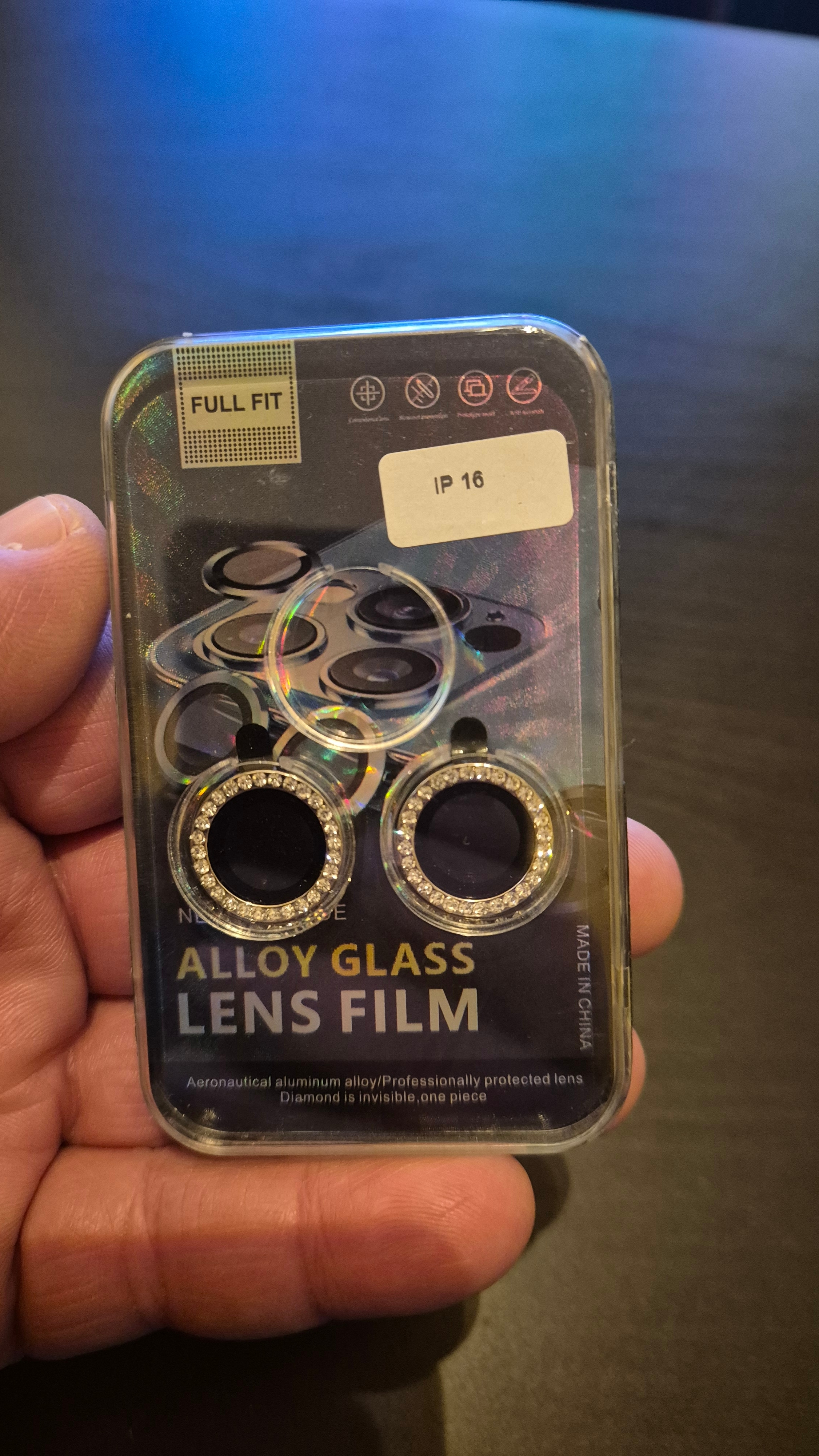 Folie Camera cu Strasuri, Individuala, Compatibila iPhone 16 Plus, Sticla, Argintiu