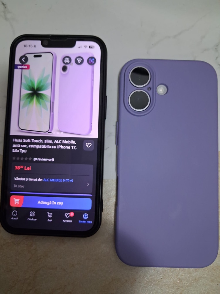 Husa Soft Touch, slim, ALC Mobile, anti soc, compatibila cu IPhone 17, Portocaliu Tpu