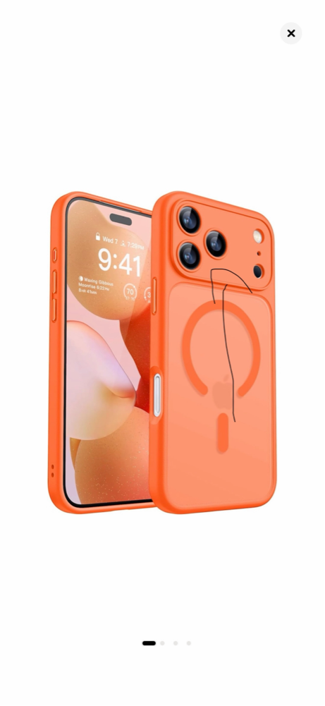 Husa Matte MagSafe pentru IPhone 17 Pro Max, protectie completa, contur Portocaliu