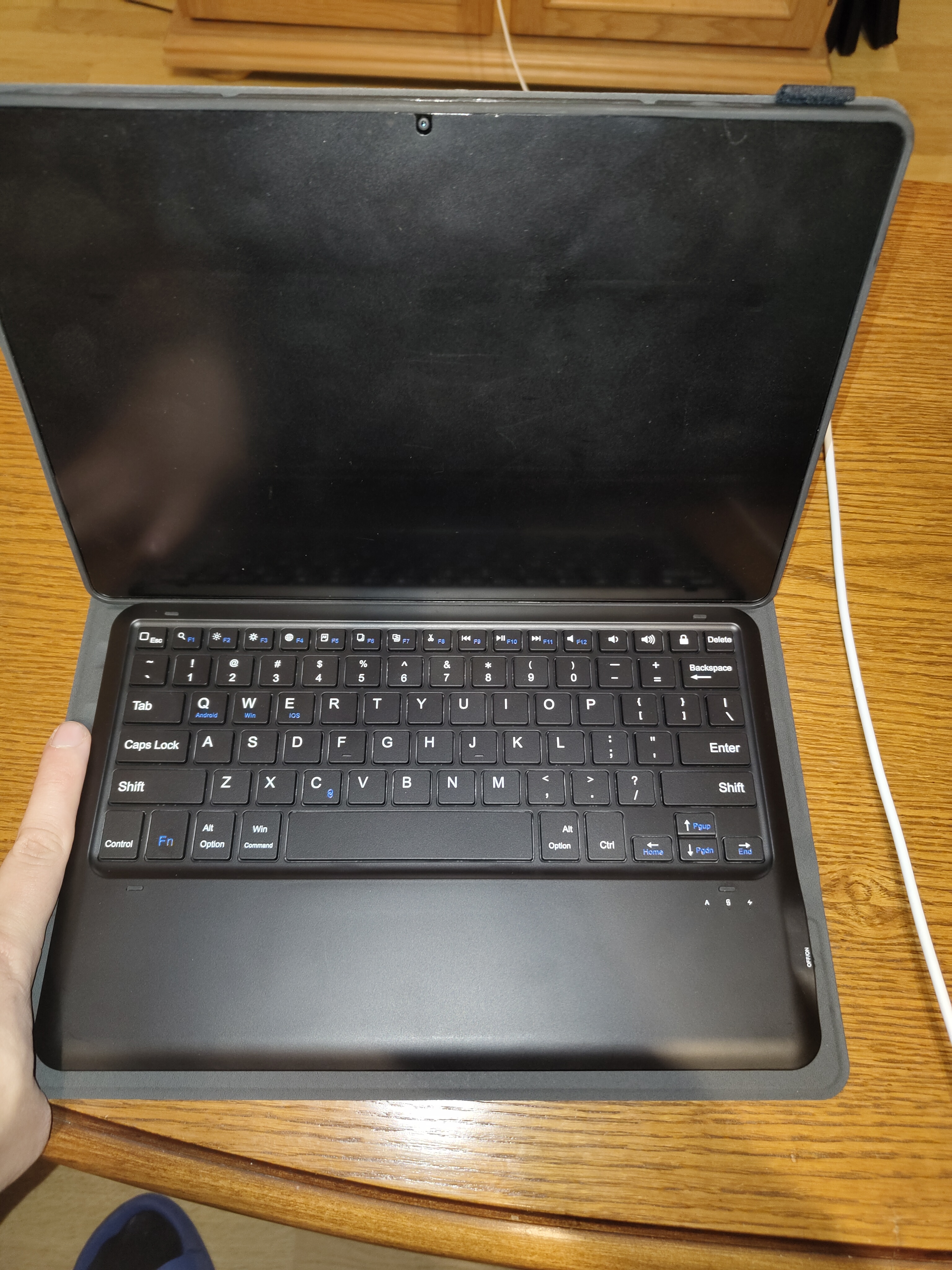 Husa tableta cu tastatura Bluetooth, XGSM, pentru Lenovo Idea Tab Pro / Tab P12, neagra, material plastic si piele ecologica