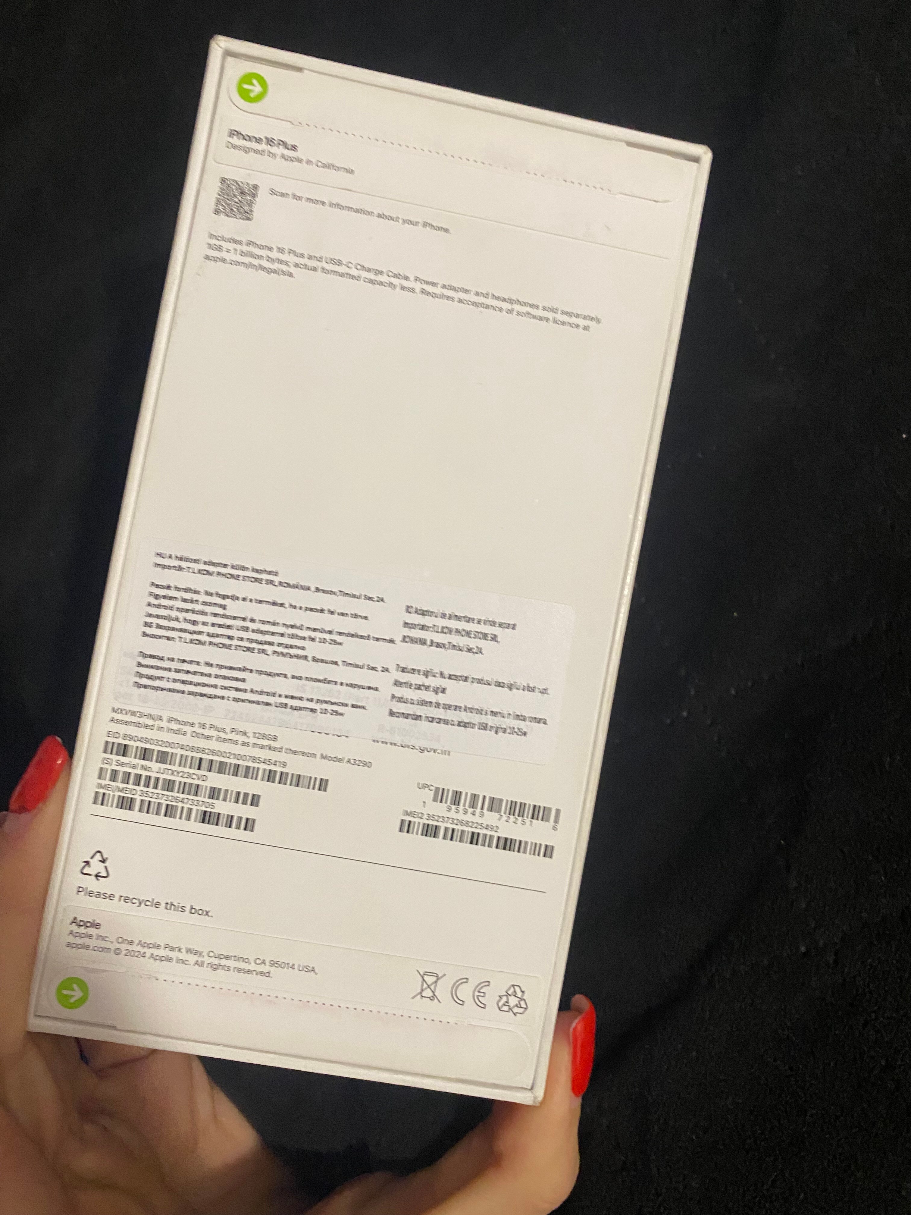 Telefon mobil Apple iPhone 16 Plus, 512GB, 5G, Black