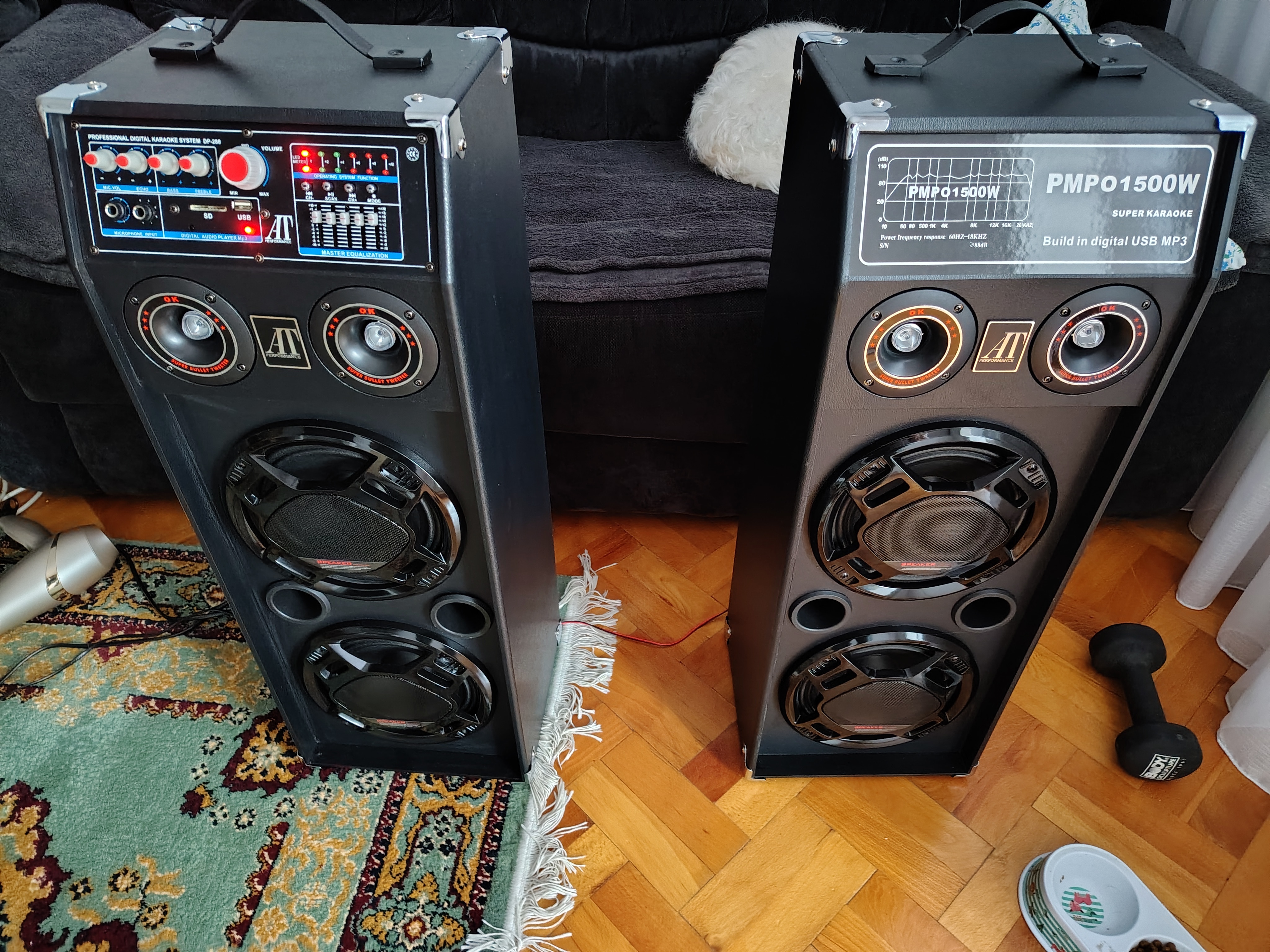 Boxe Profesionale AT Performance AT-2304, 1500W, Bluetooth, USB, set de 2 bucăți, Dimensiuni 54x33.3x84.3cm