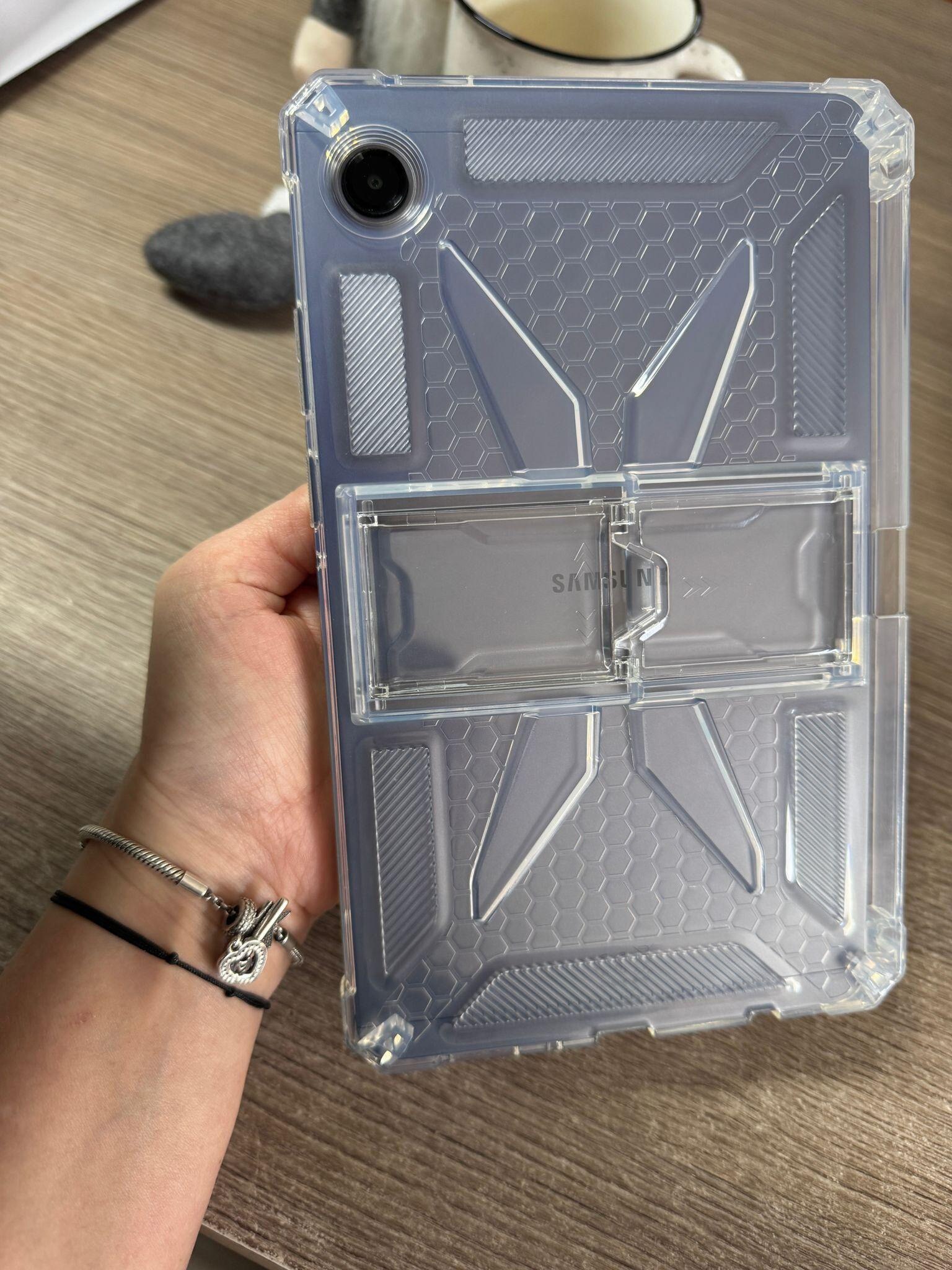 Husa de protectie Telefonultau, pentru Samsung Galaxy Tab A11, silicon transparent antishock, suport integrat, 8.7 inch